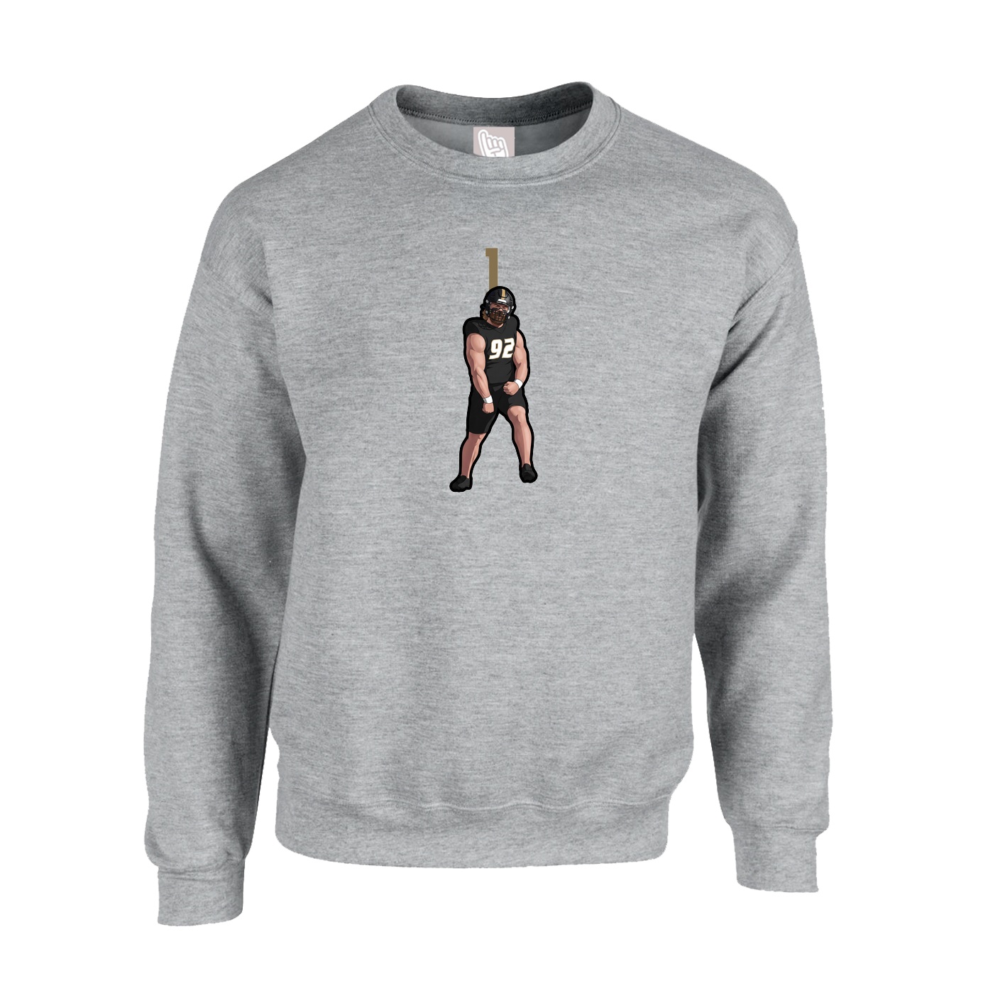 Fleece Crew — Number Top in Grey