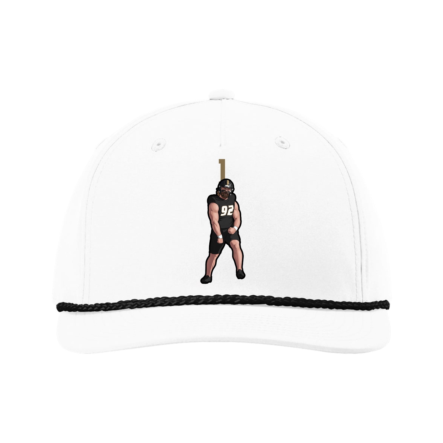 Five-Panel Classic Rope Cap — Number Top in White