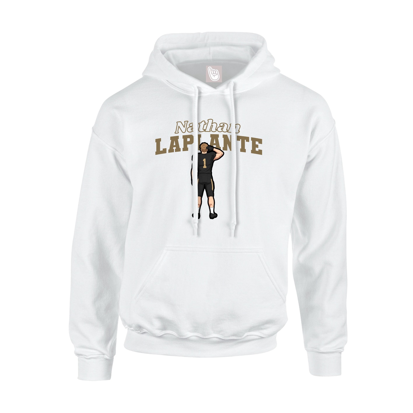 Youth Hoodie — Name Arch in White
