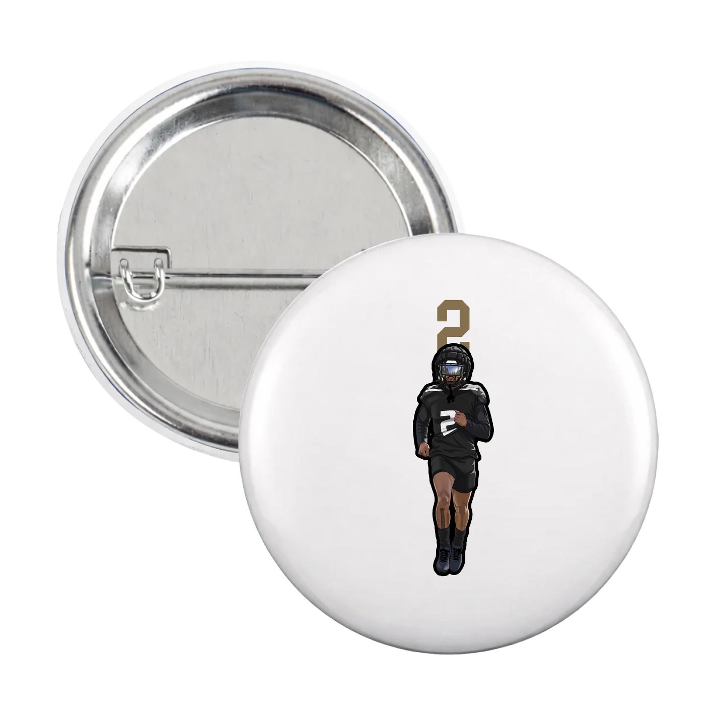 Game Day Button — Number Top in White