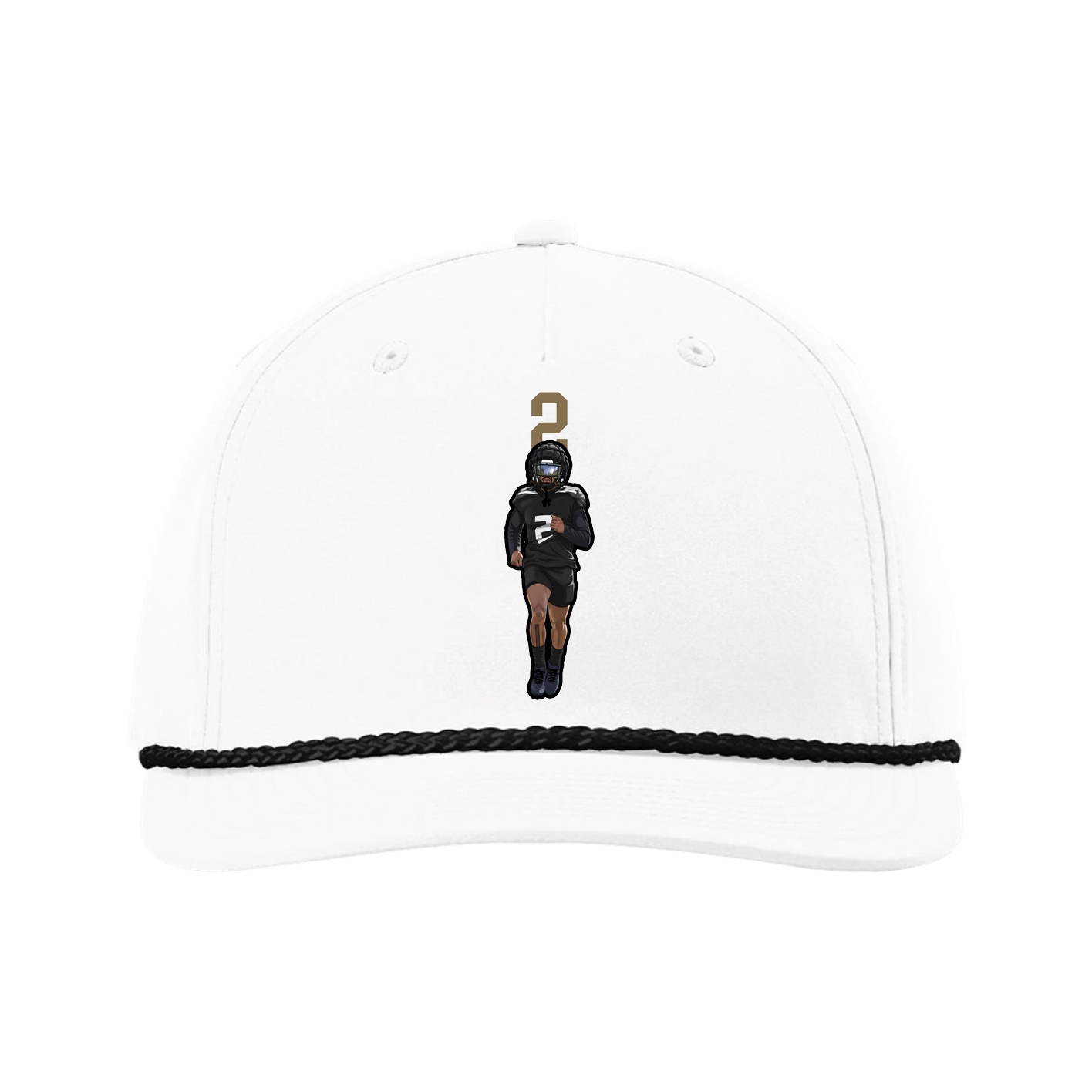 Five-Panel Classic Rope Cap — Number Top in White