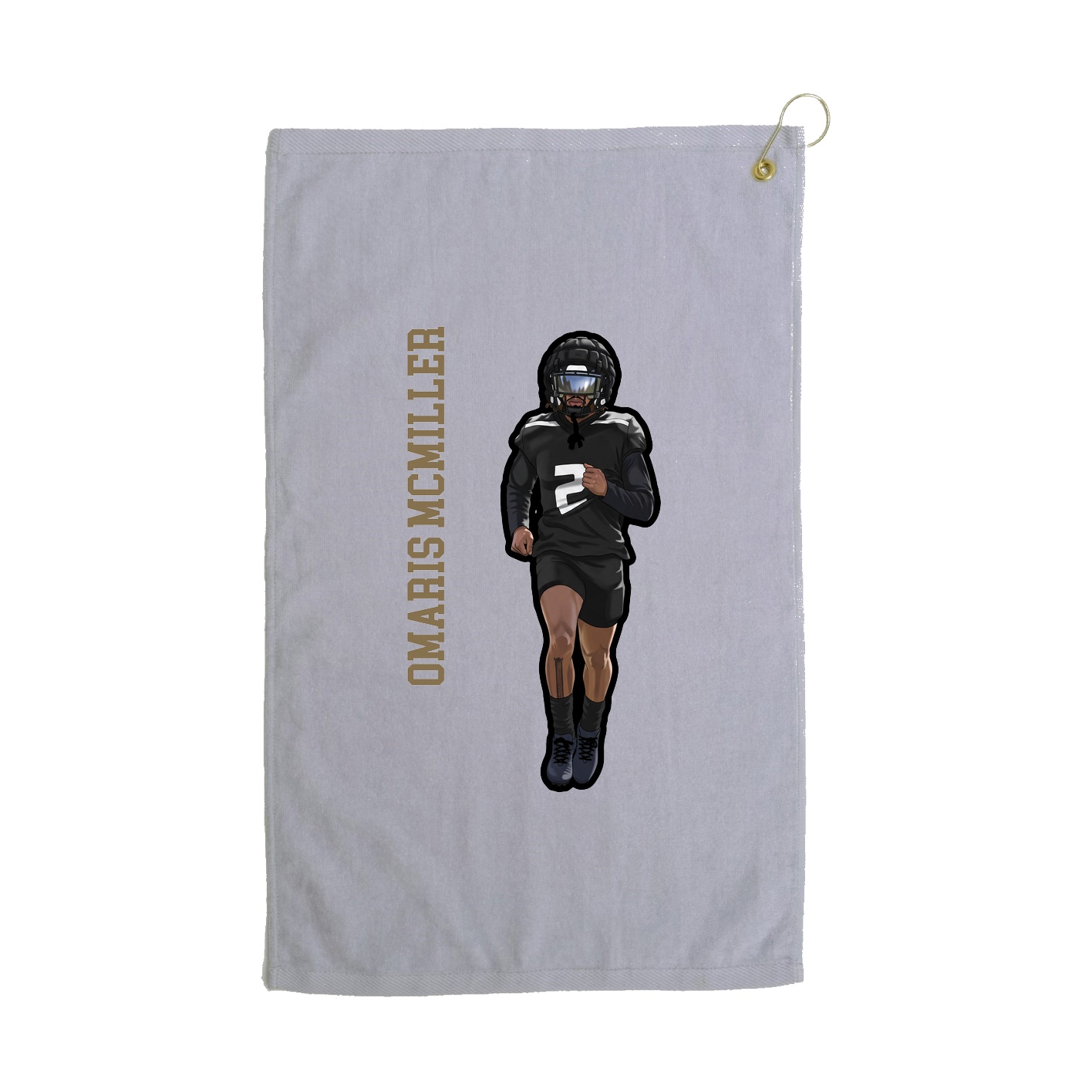 Golf Towel — Name Vertical in Grey
