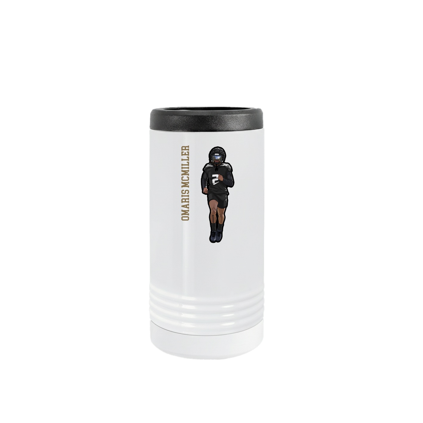 Slim Beverage Holder — Name Vertical in White