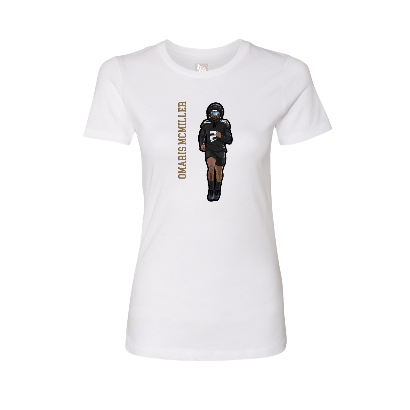 Fitted Women's Tee — Name Vertical in White