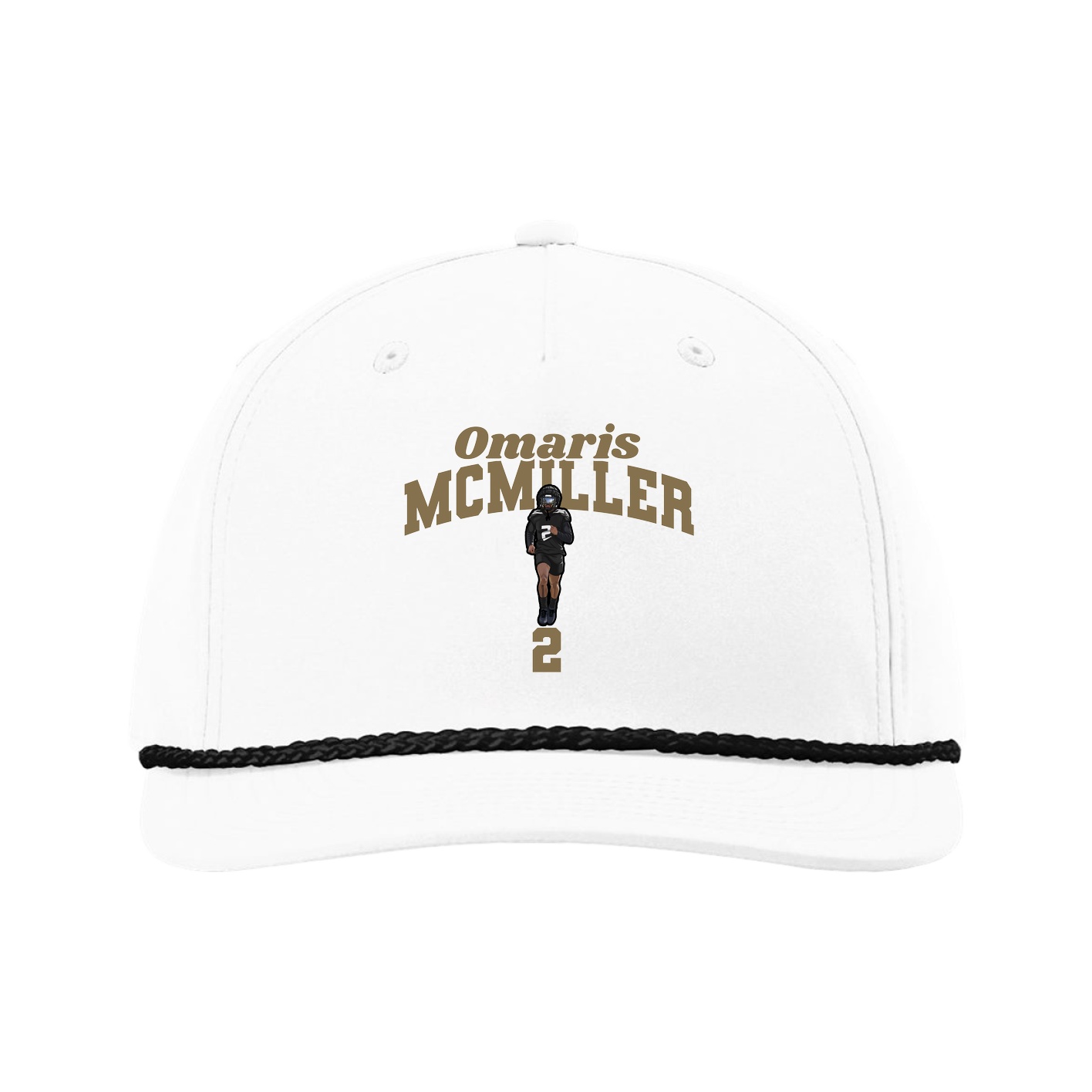 Five-Panel Classic Rope Cap — Signature Arch in White