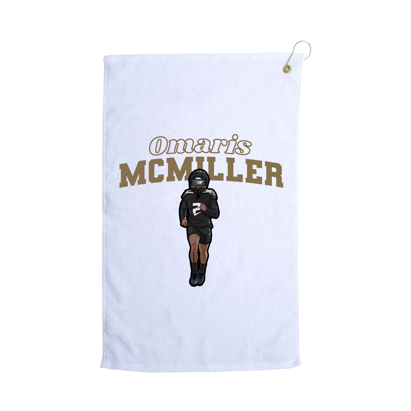 Golf Towel — Name Arch in White