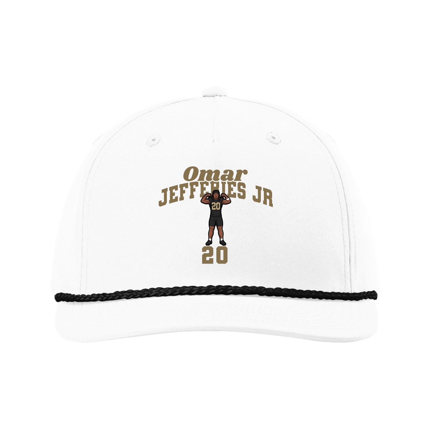 Five-Panel Classic Rope Cap — Signature Arch in White