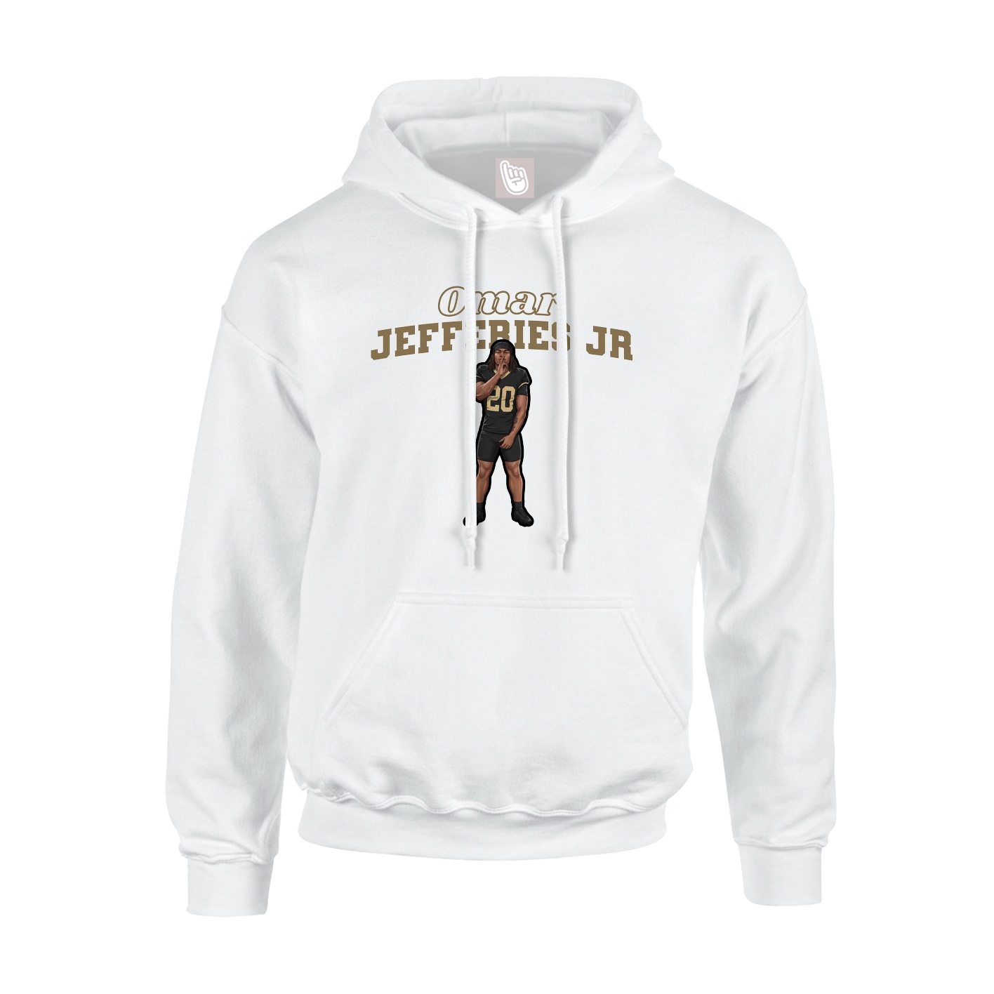 Youth Hoodie — Name Arch in White