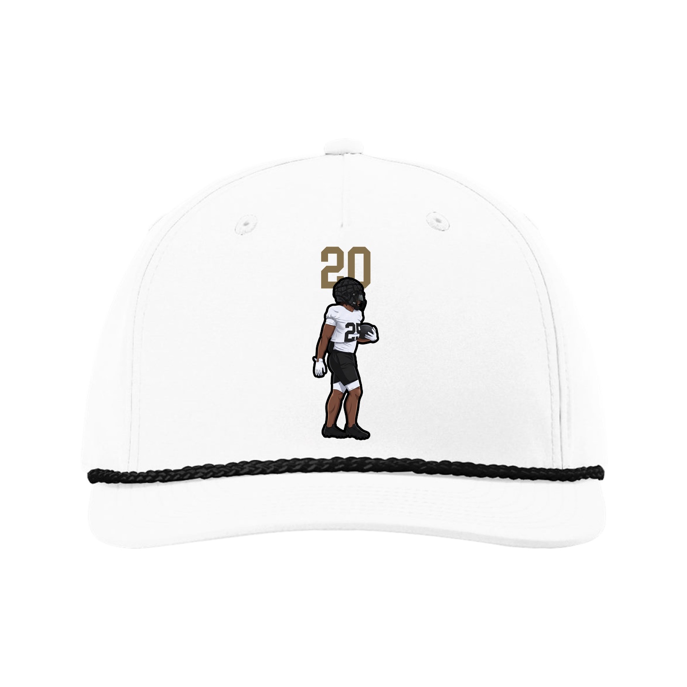 Five-Panel Classic Rope Cap — Number Top in White