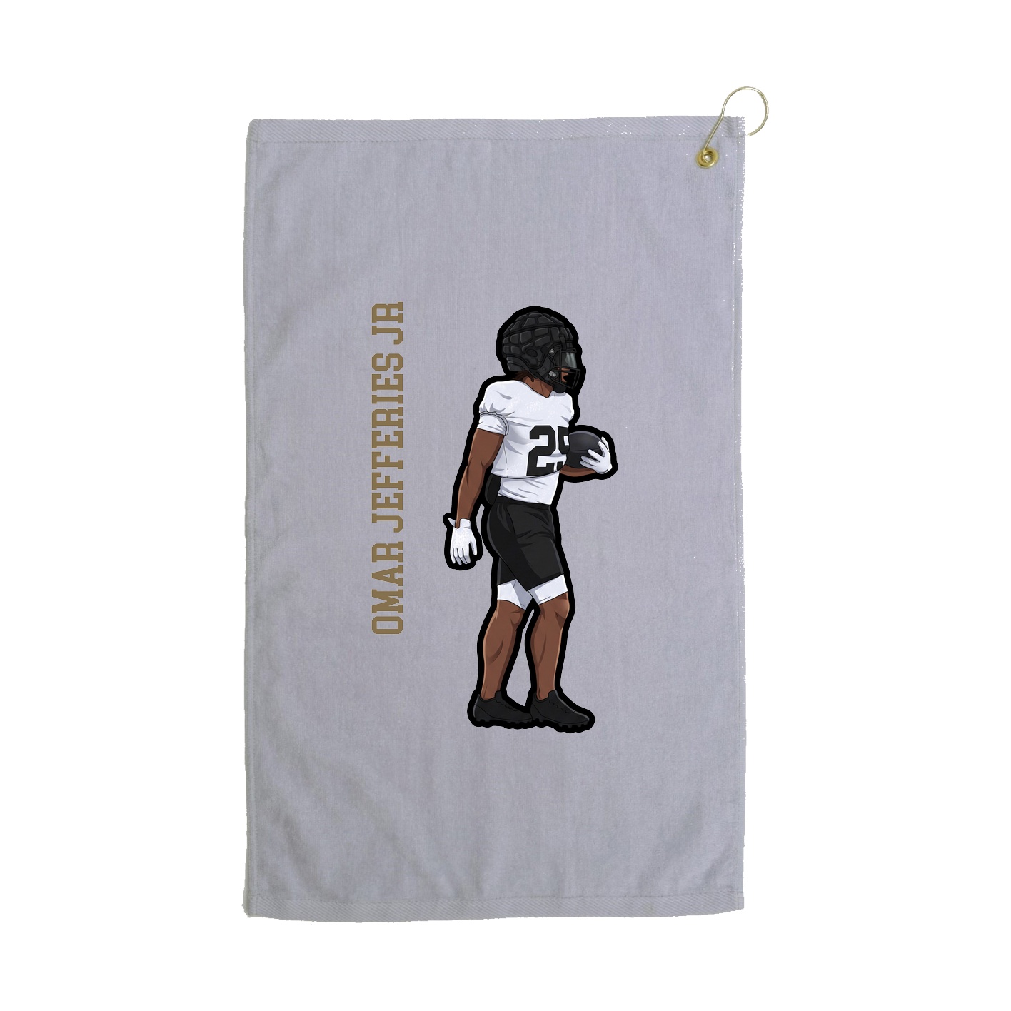 Golf Towel — Name Vertical in Grey