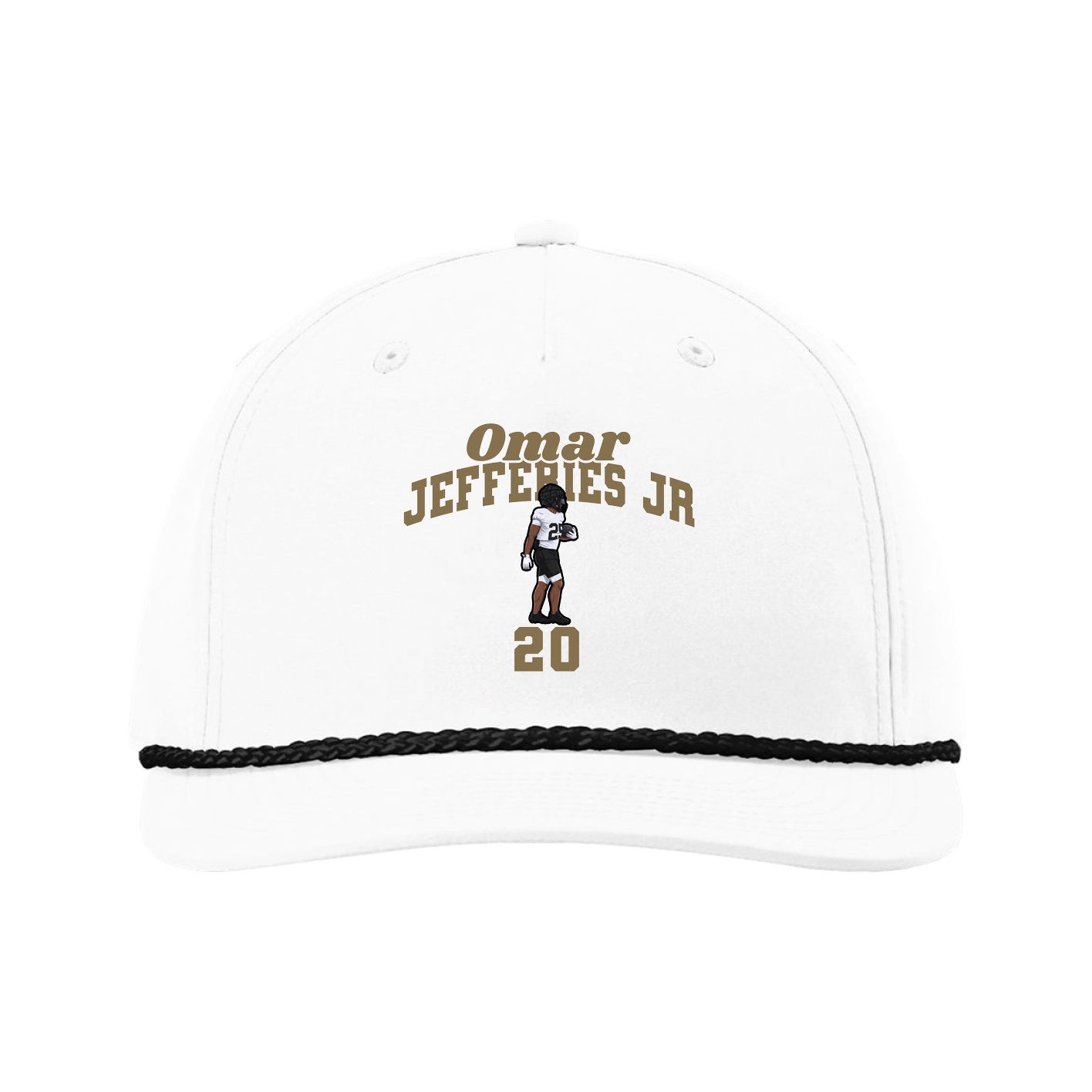 Five-Panel Classic Rope Cap — Signature Arch in White