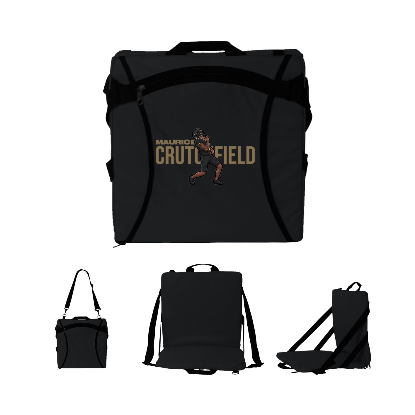 Folding Stadium Seat — Player Name in Black