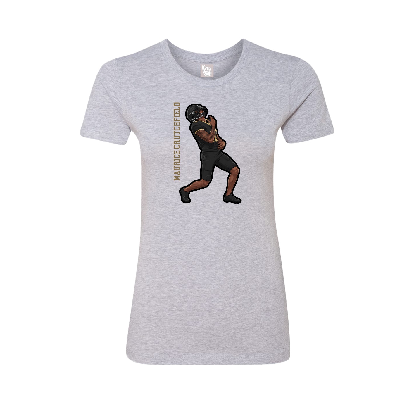 Fitted Women's Tee — Name Vertical in Grey