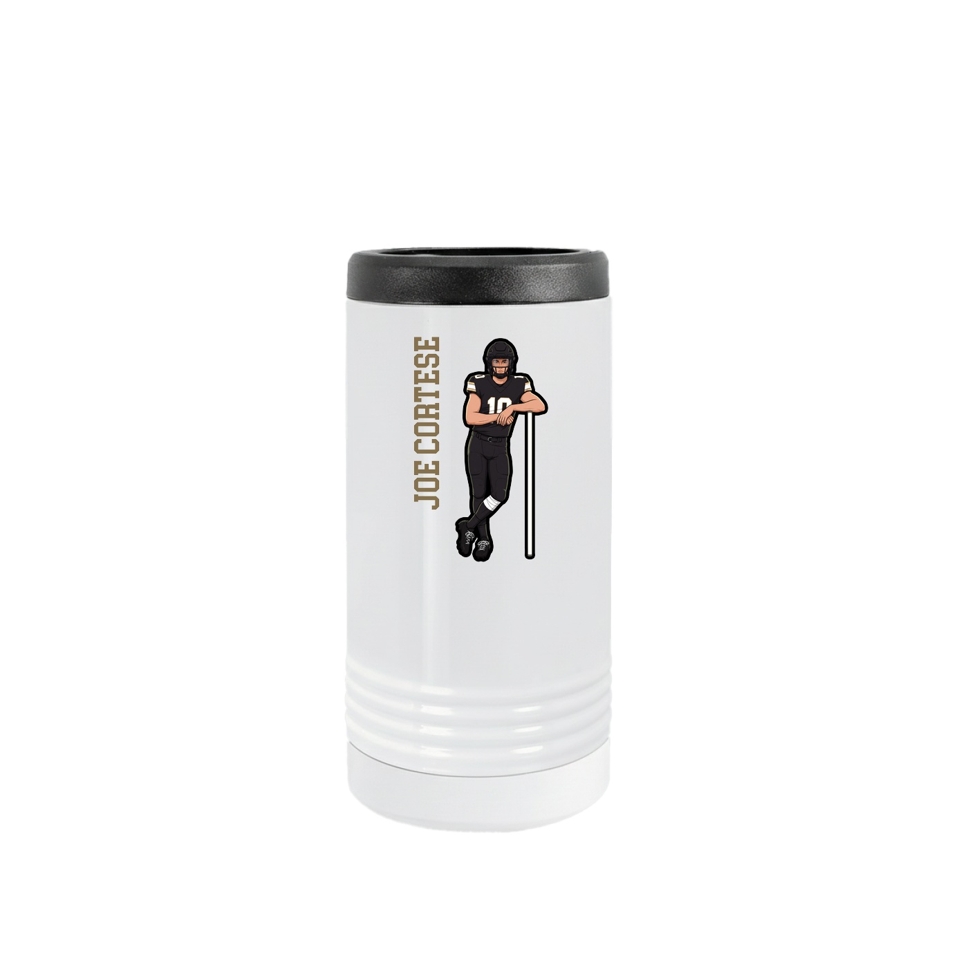 Slim Beverage Holder — Name Vertical in White