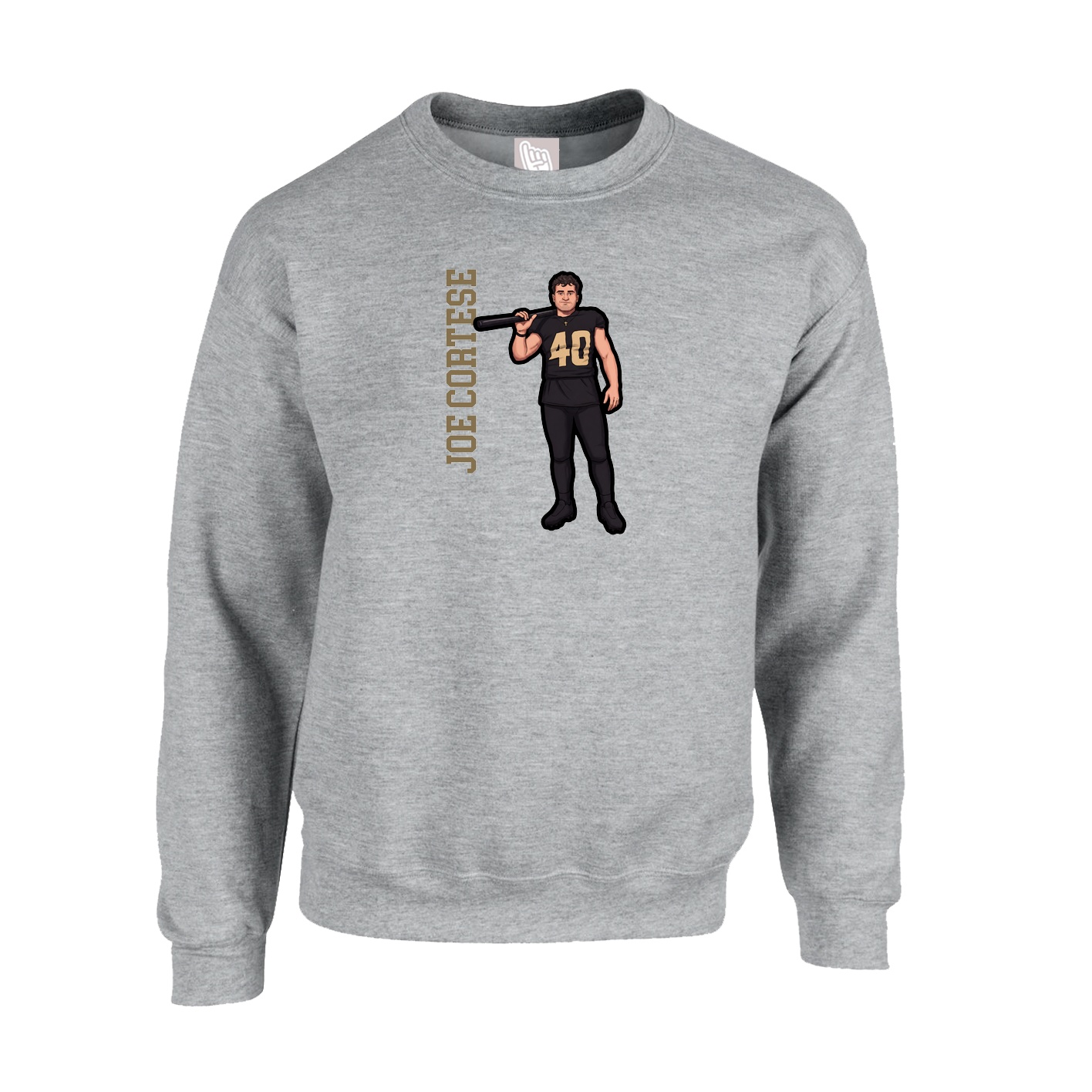 Fleece Crew — Name Vertical in Grey