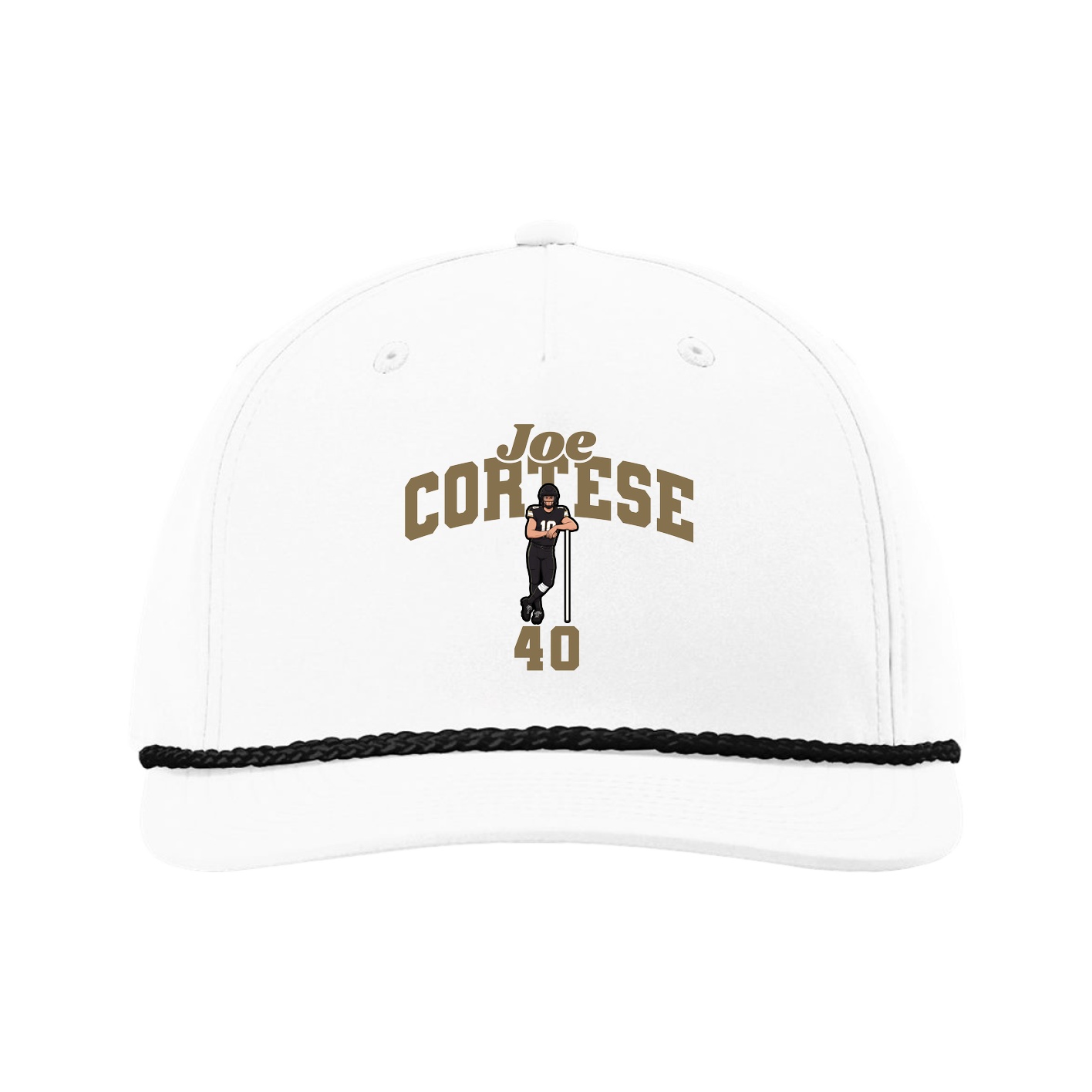 Five-Panel Classic Rope Cap — Signature Arch in White