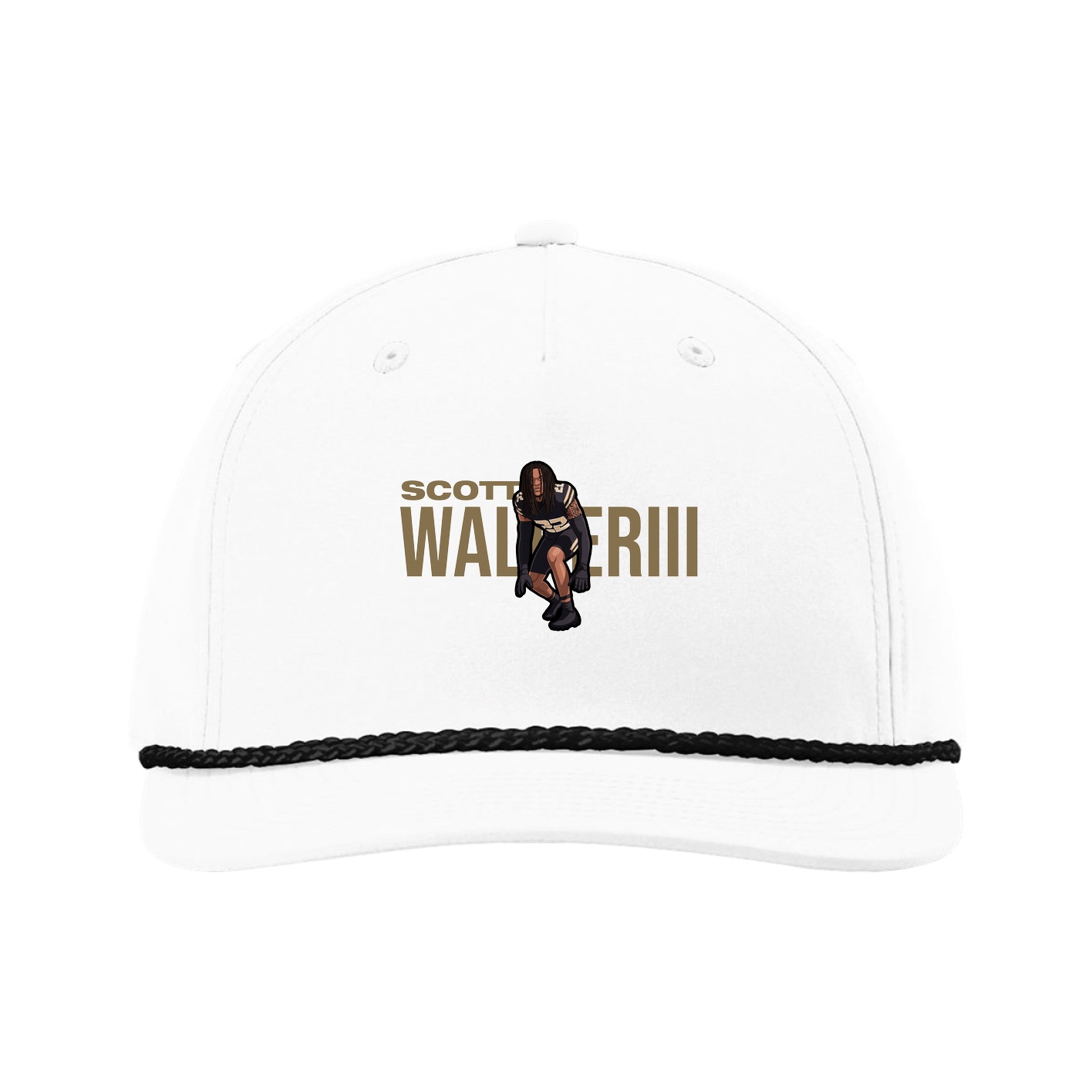 Five-Panel Classic Rope Cap — Player Name in White