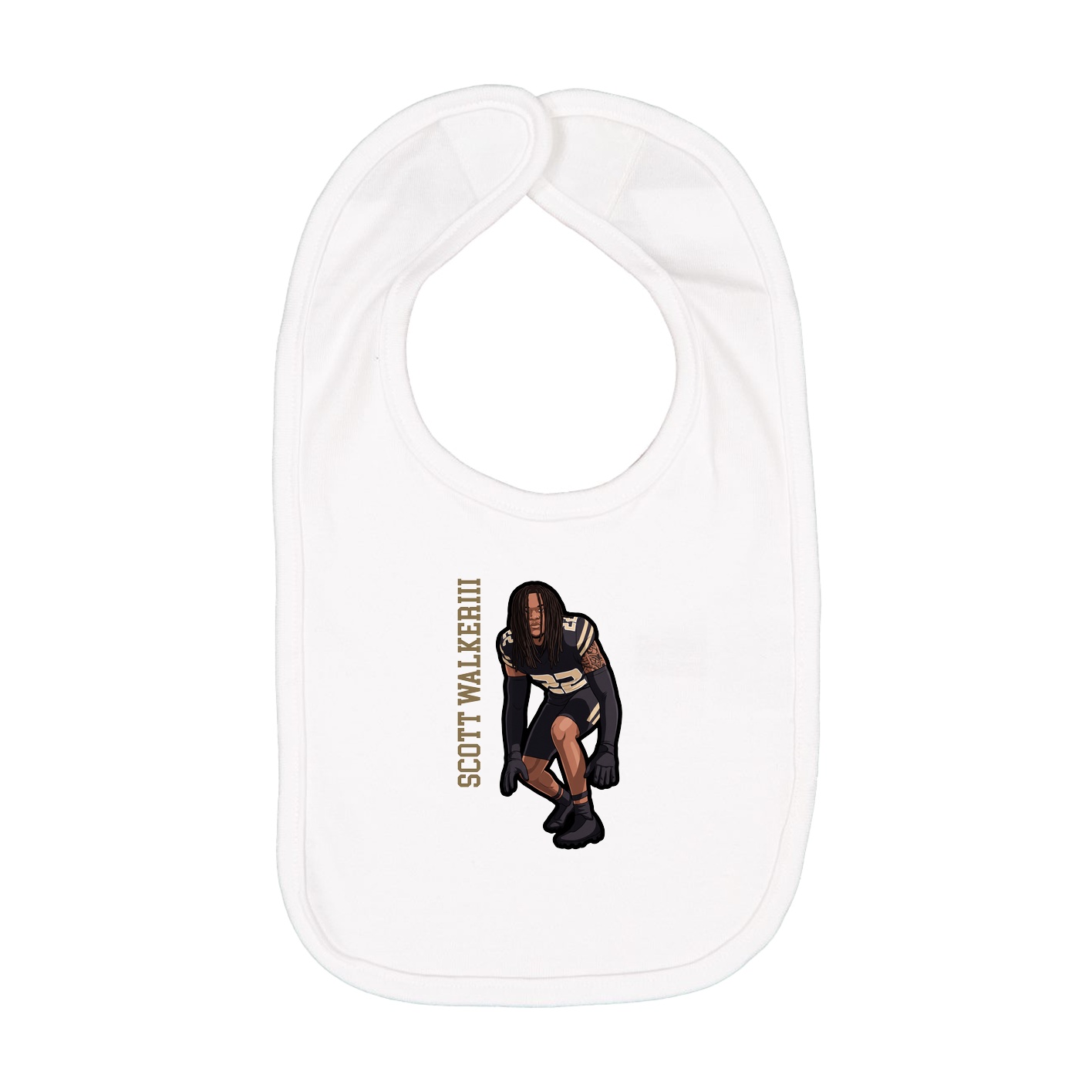 Infant Bib — Name Vertical in White
