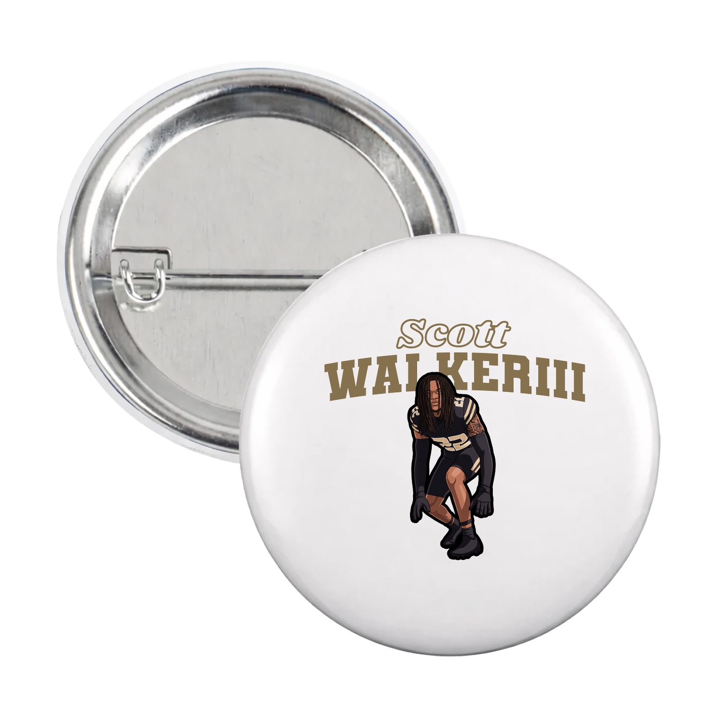 Game Day Button — Name Arch in White