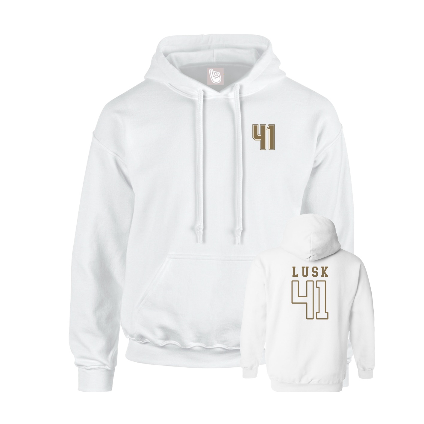 Youth Hoodie — Chest Back in White