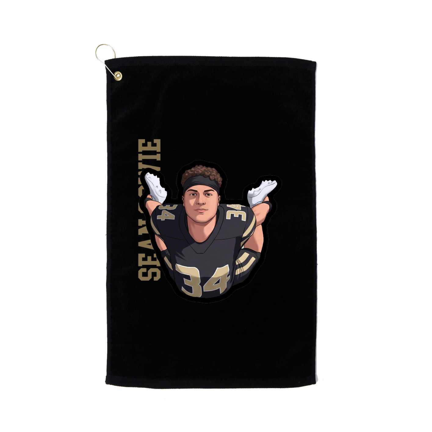Golf Towel — Name Vertical in Black