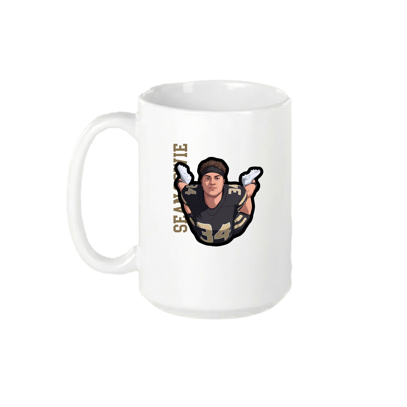 15oz Coffee Mug — Name Vertical in White