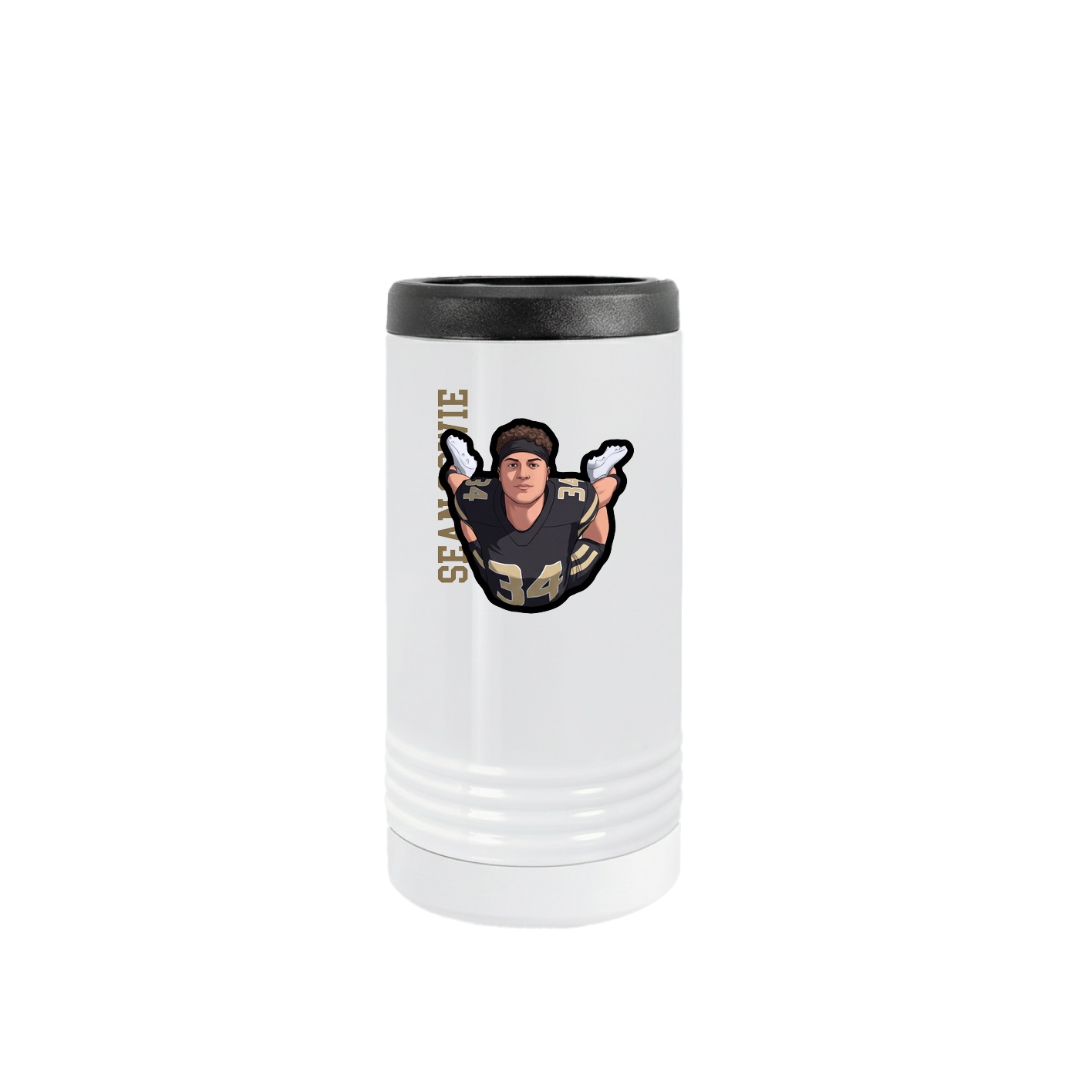 Slim Beverage Holder — Name Vertical in White