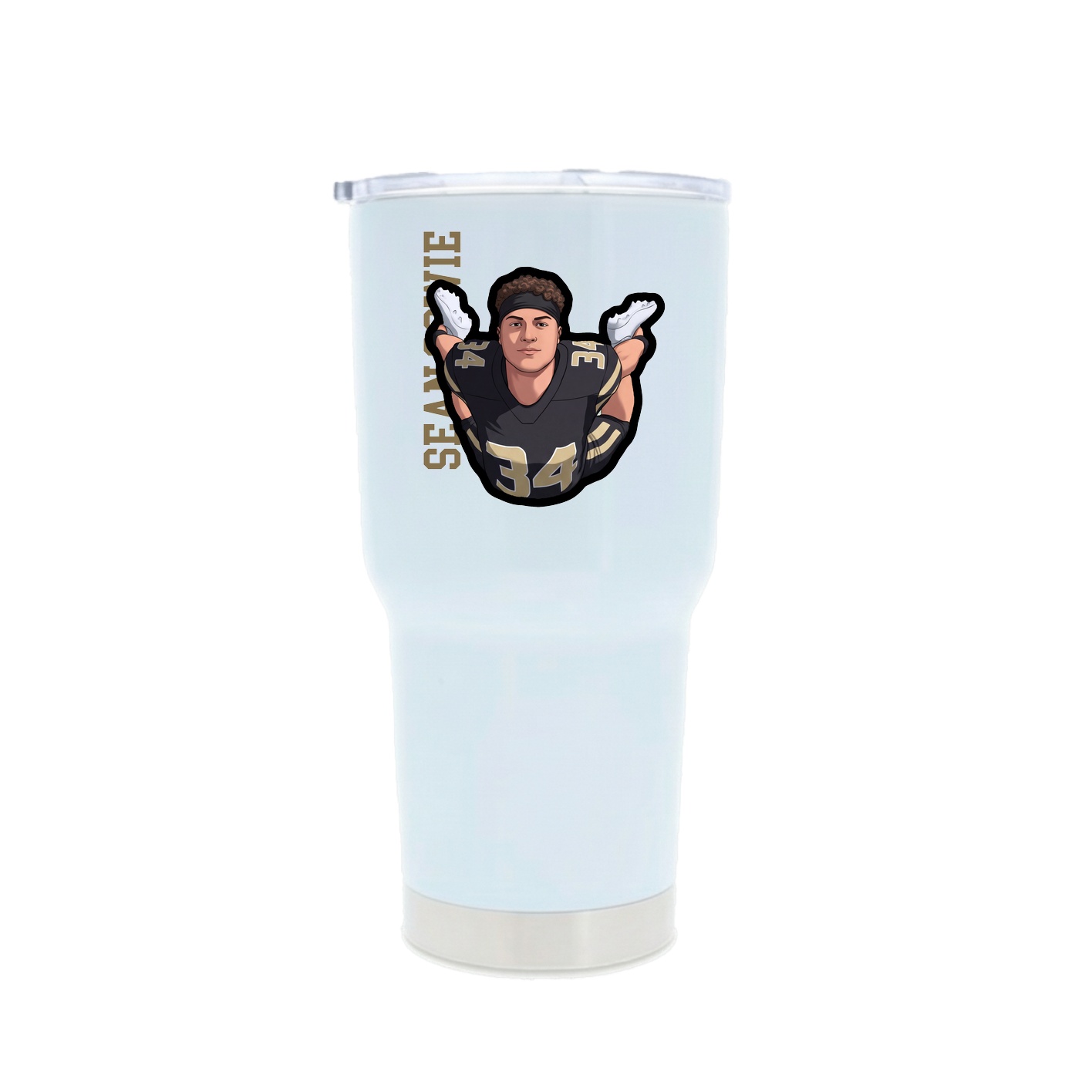 30oz Stainless Steel Tumbler — Name Vertical in White