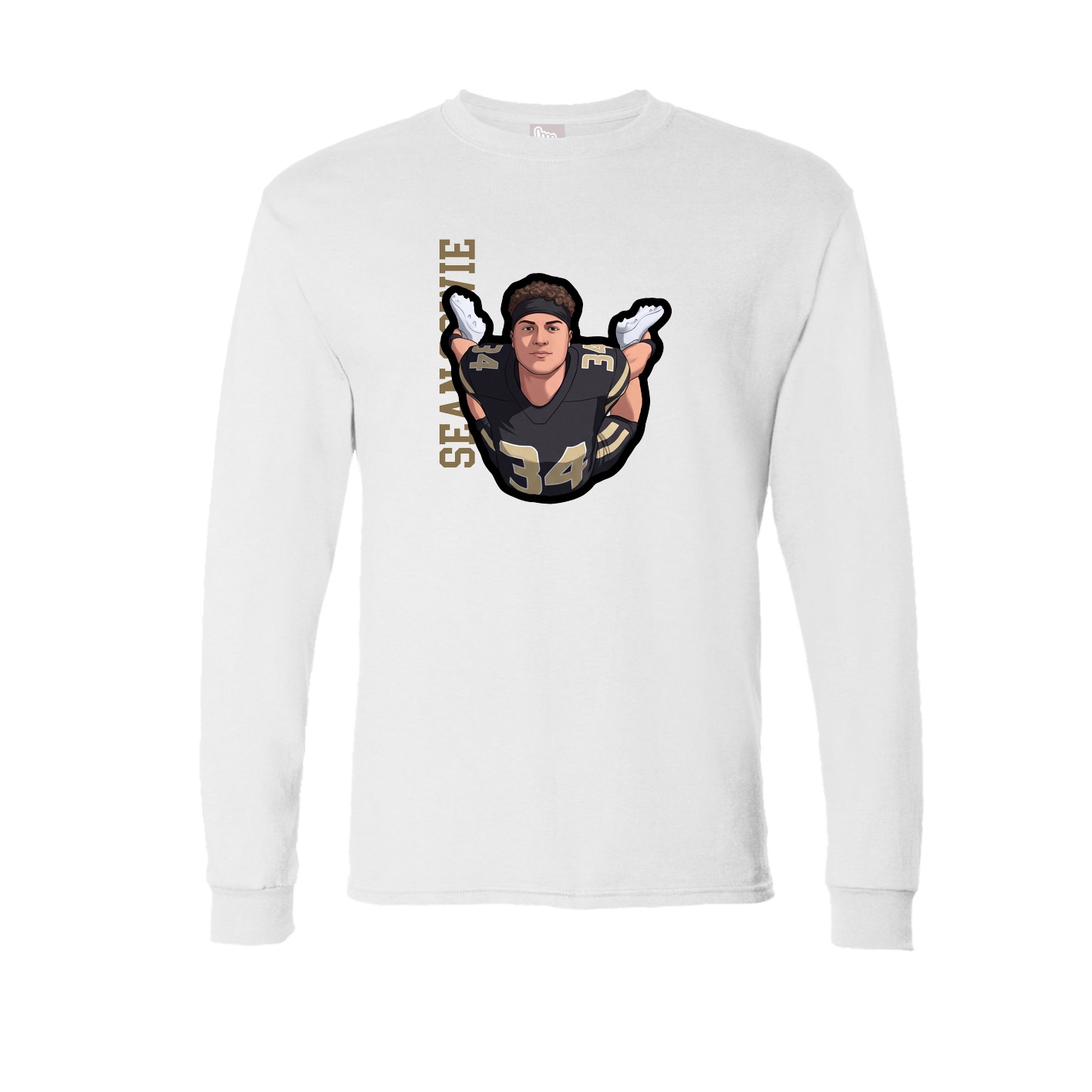 Long Sleeve Tee — Name Vertical in White