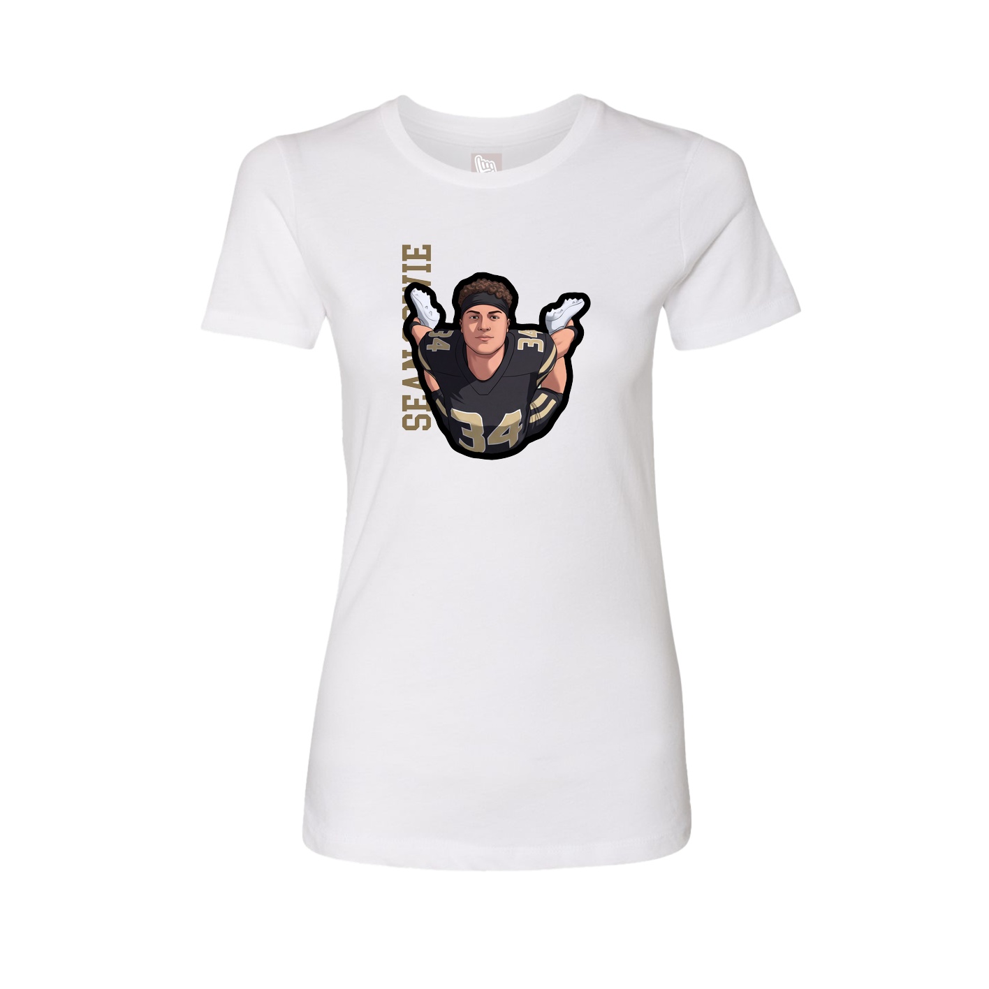 Fitted Women's Tee — Name Vertical in White