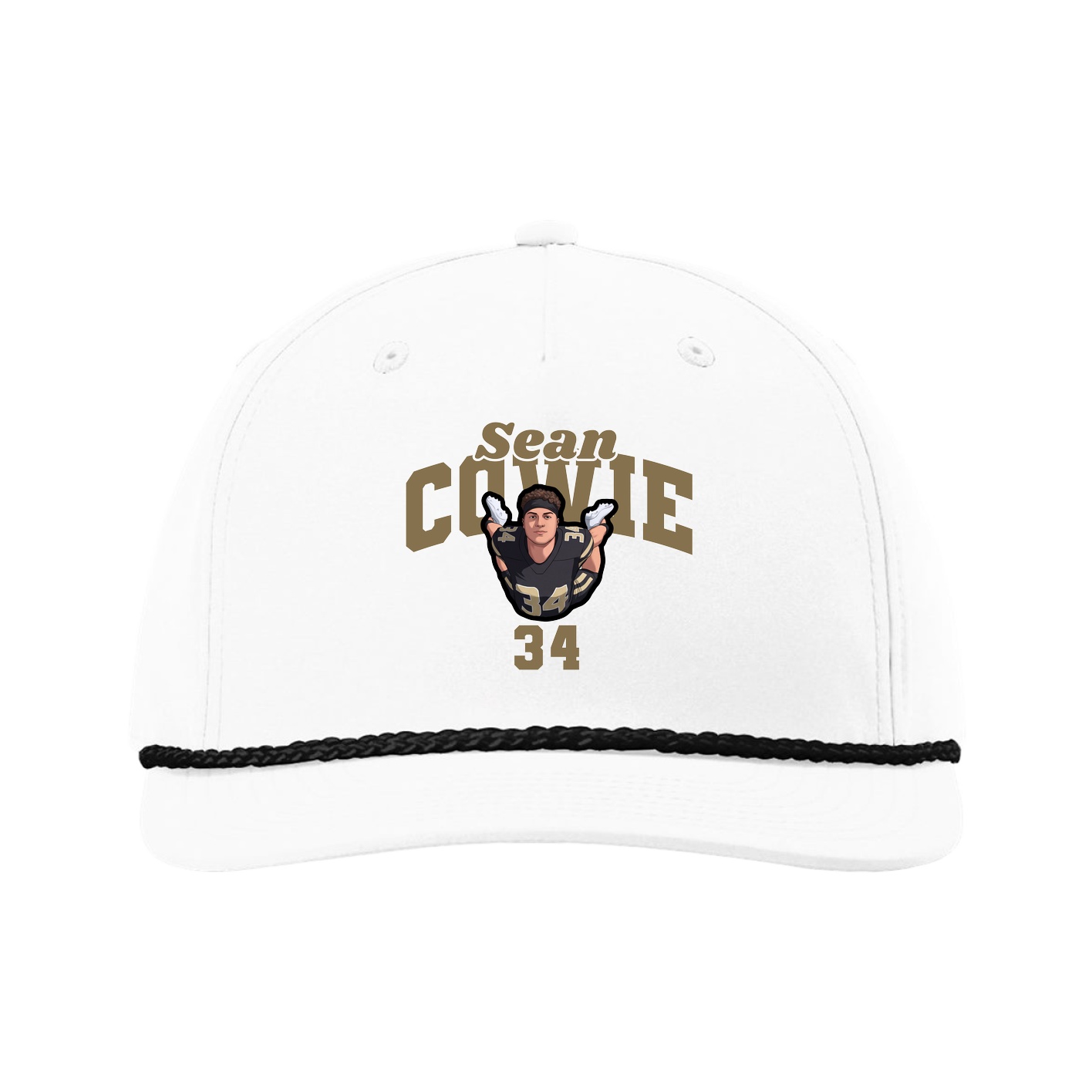 Five-Panel Classic Rope Cap — Signature Arch in White