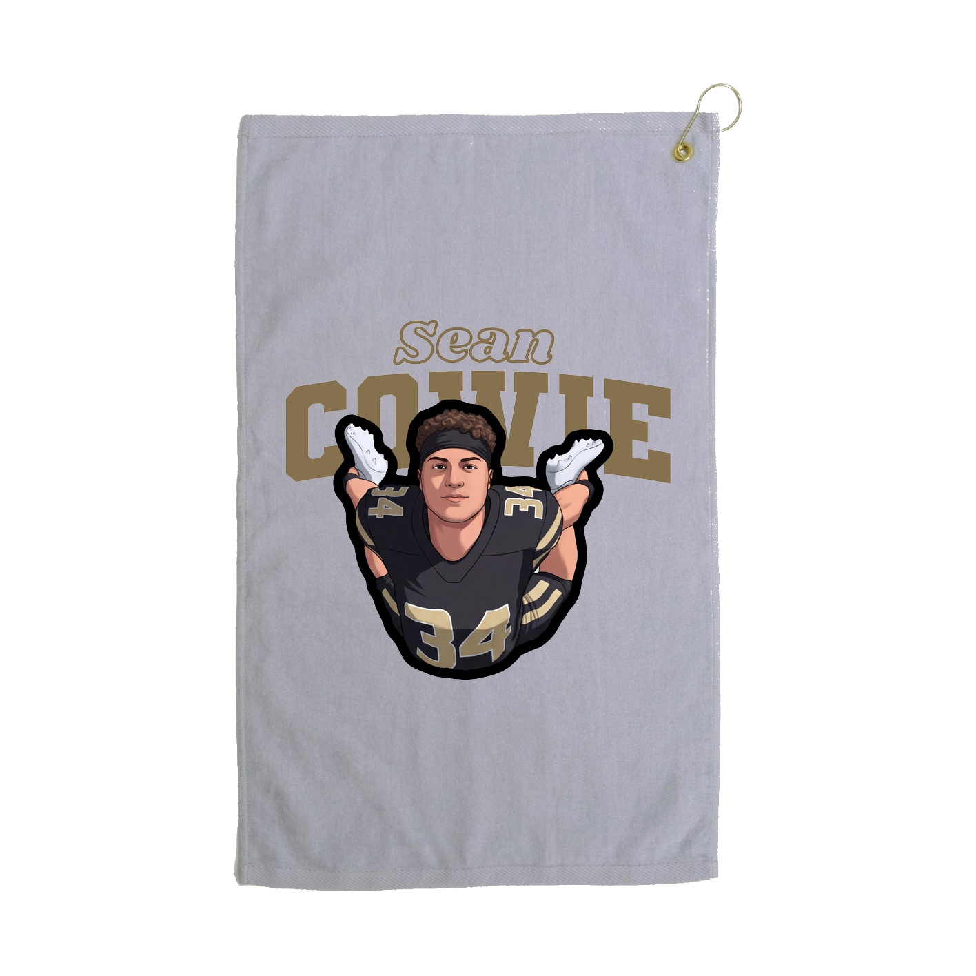 Golf Towel — Name Arch in Grey