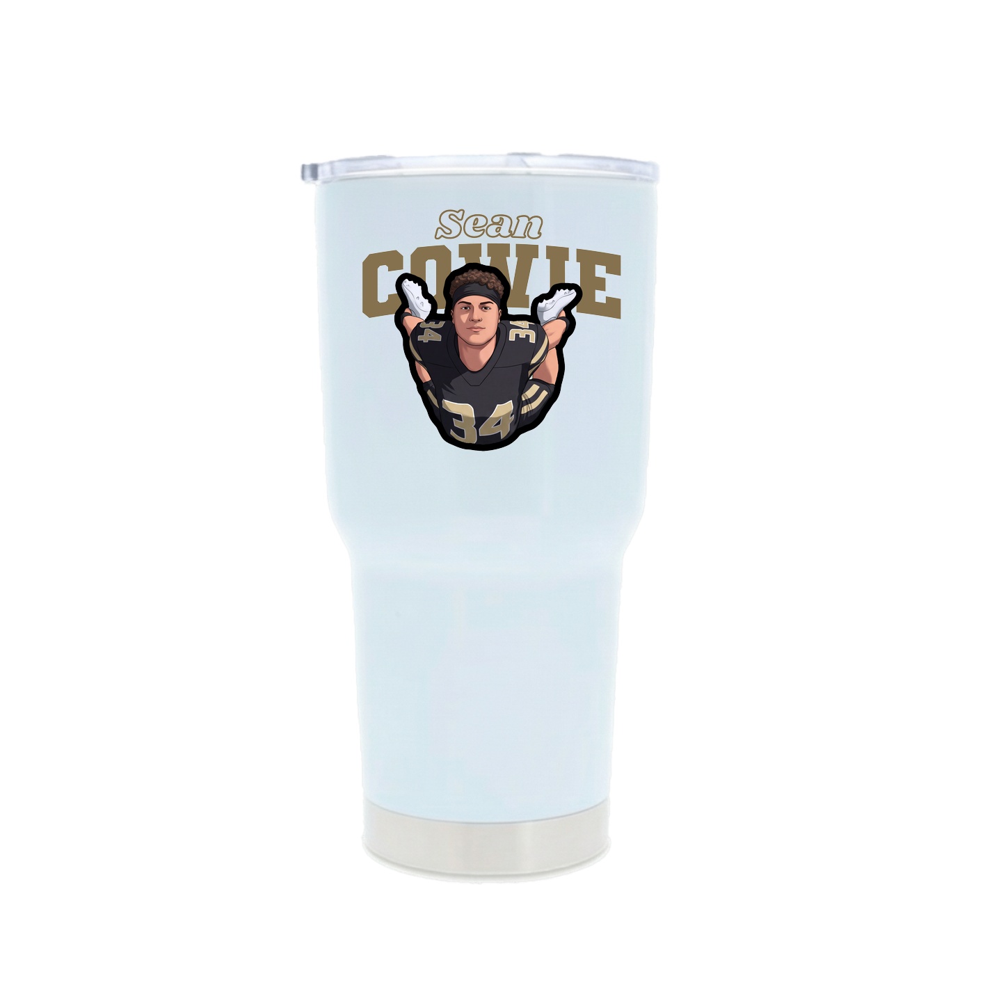 30oz Stainless Steel Tumbler — Name Arch in White