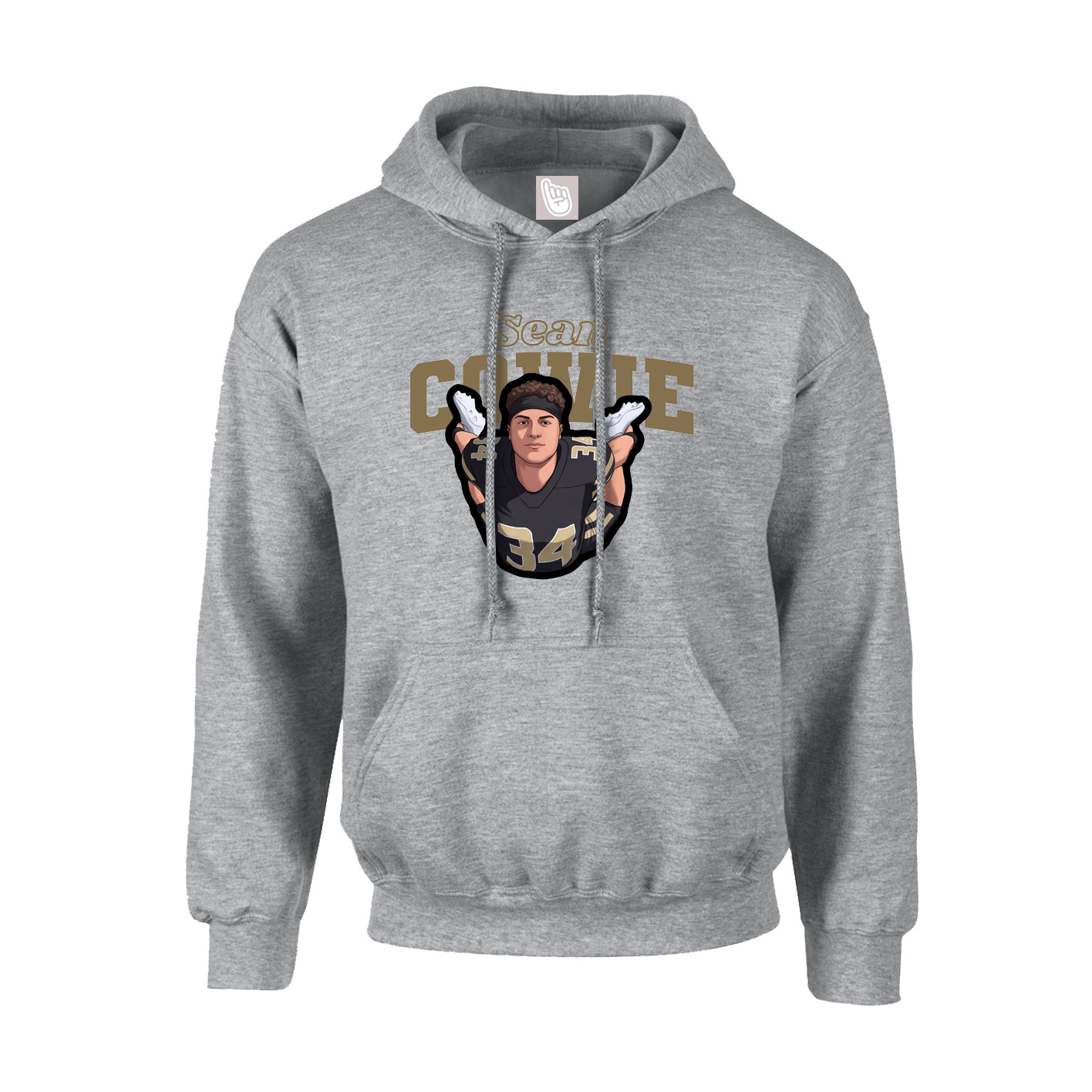 Youth Hoodie — Name Arch in Grey