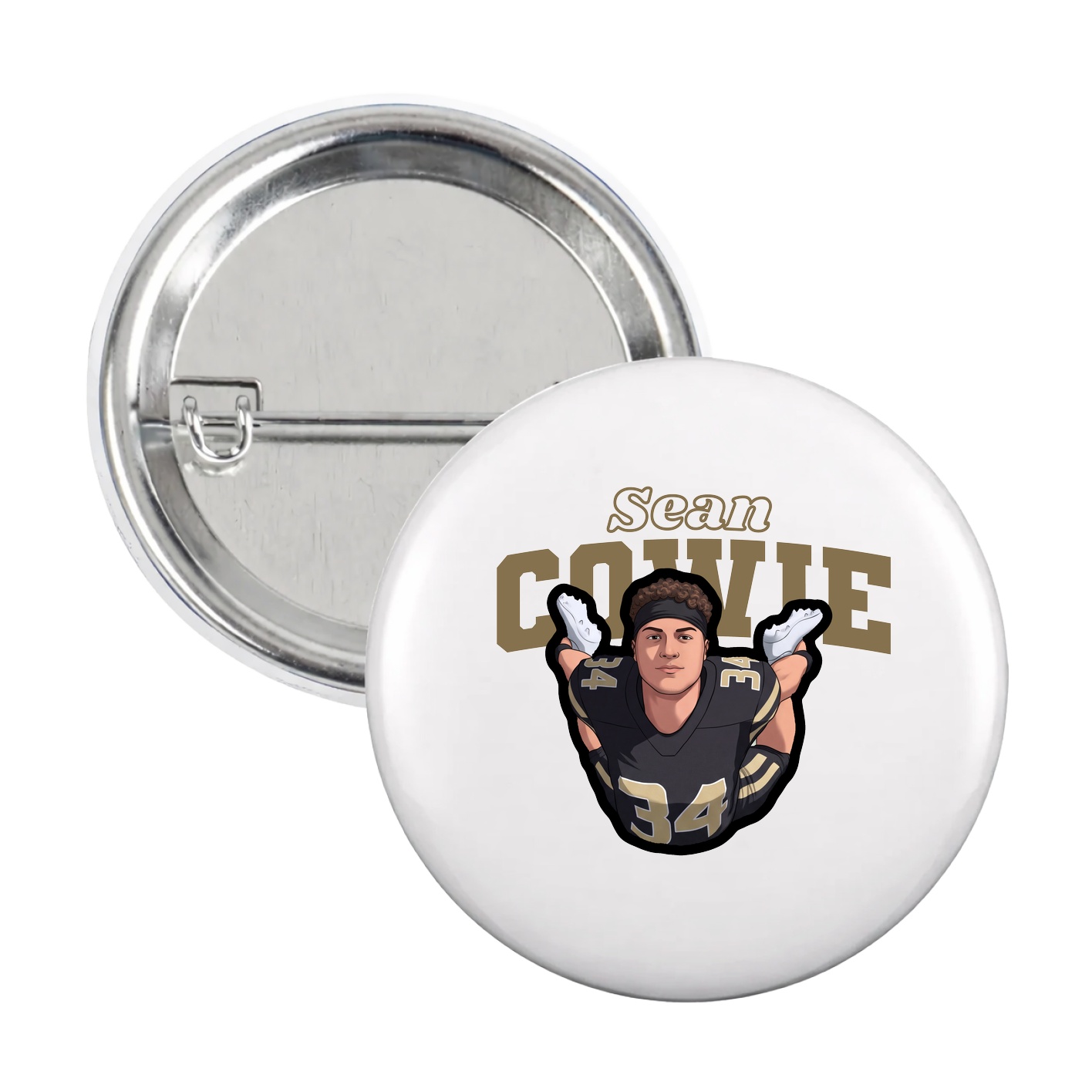 Game Day Button — Name Arch in White
