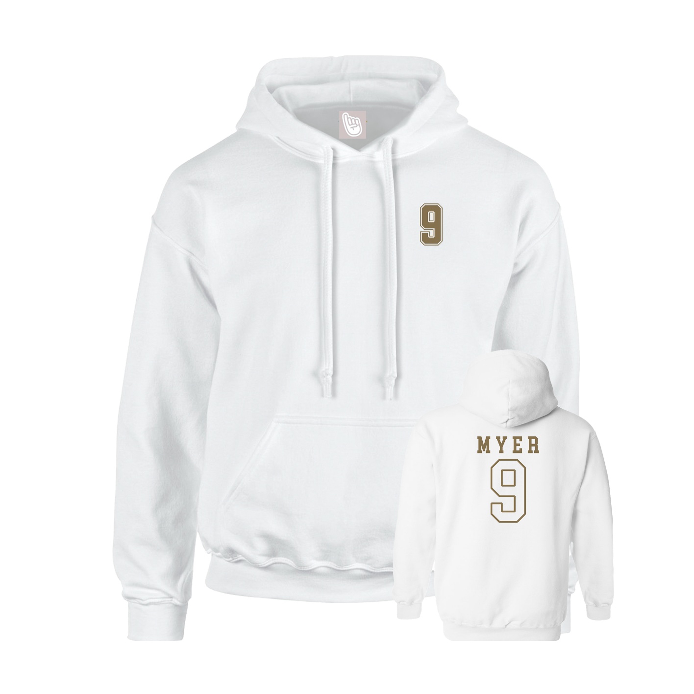 Youth Hoodie — Chest Back in White