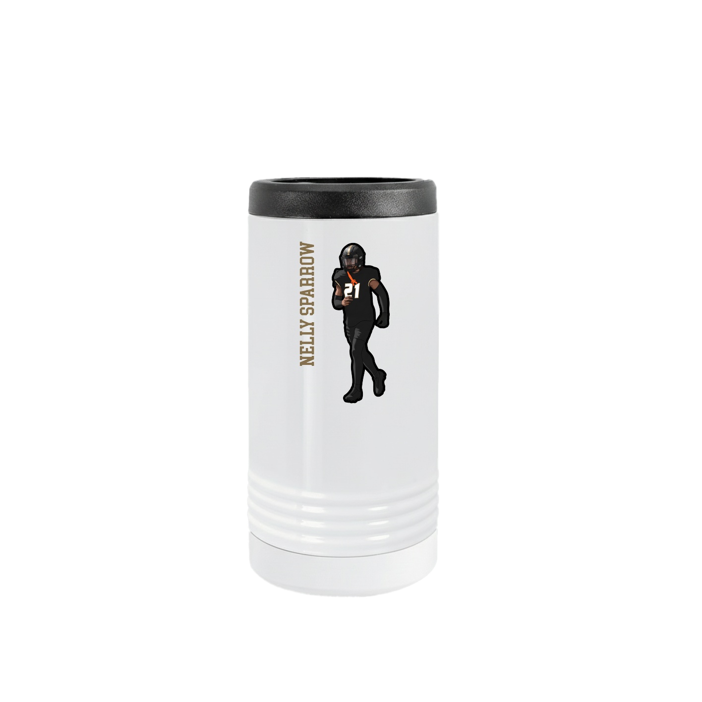Slim Beverage Holder — Name Vertical in White