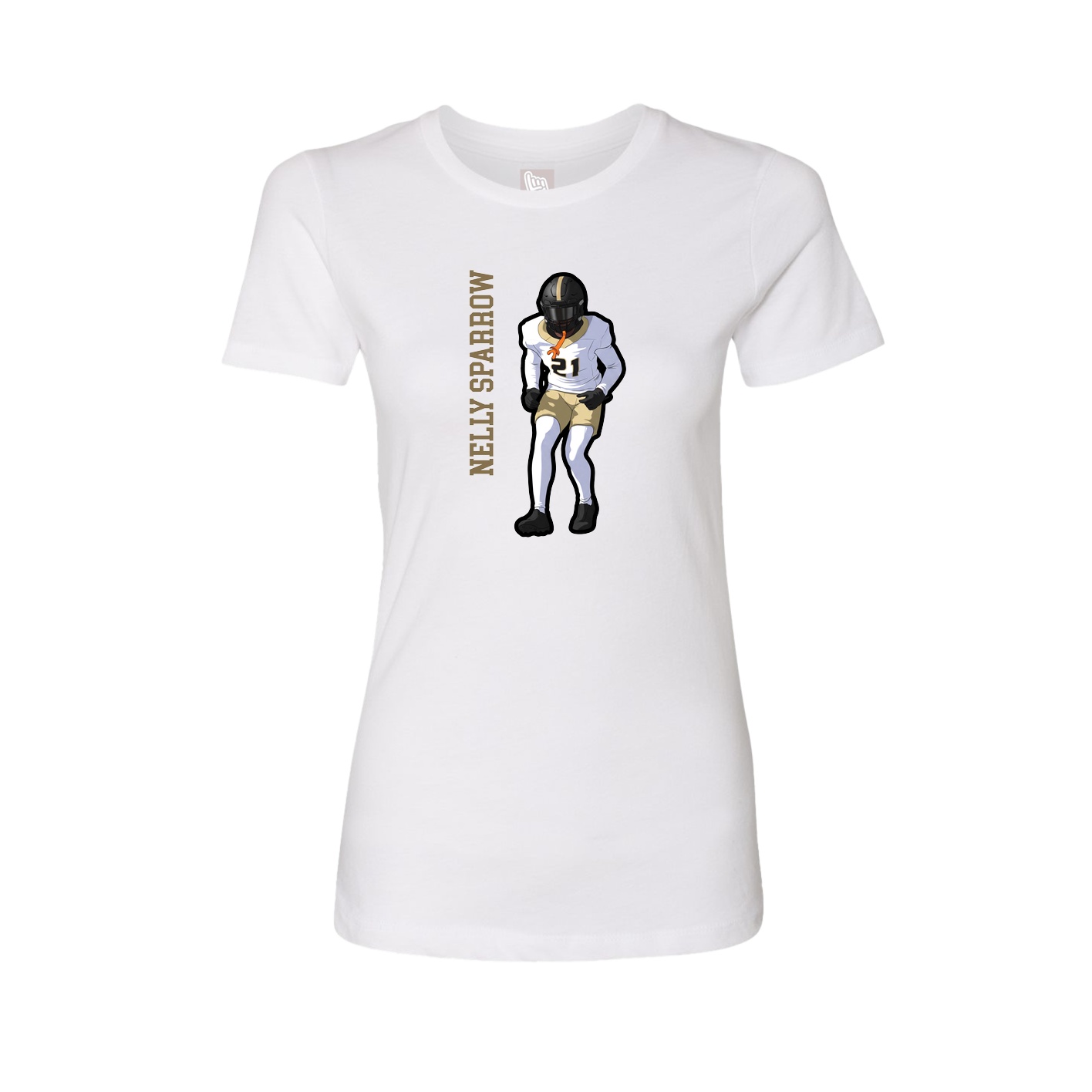 Fitted Women's Tee — Name Vertical in White