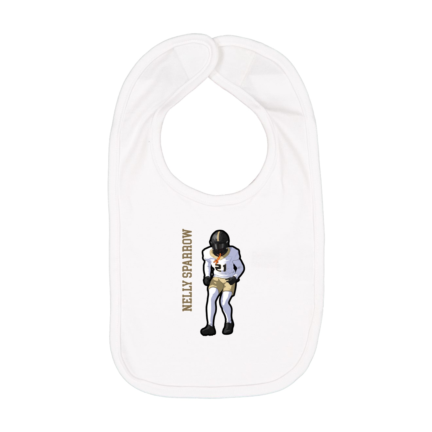 Infant Bib — Name Vertical in White