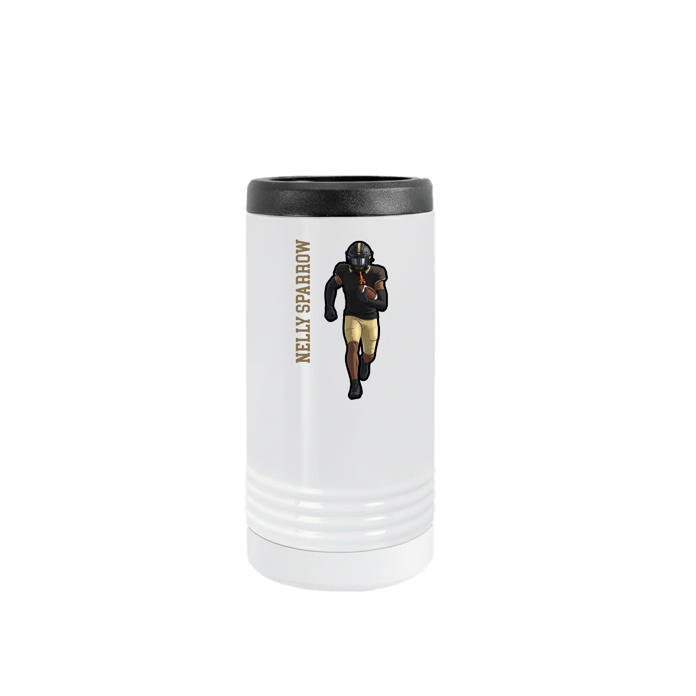 Slim Beverage Holder — Name Vertical in White