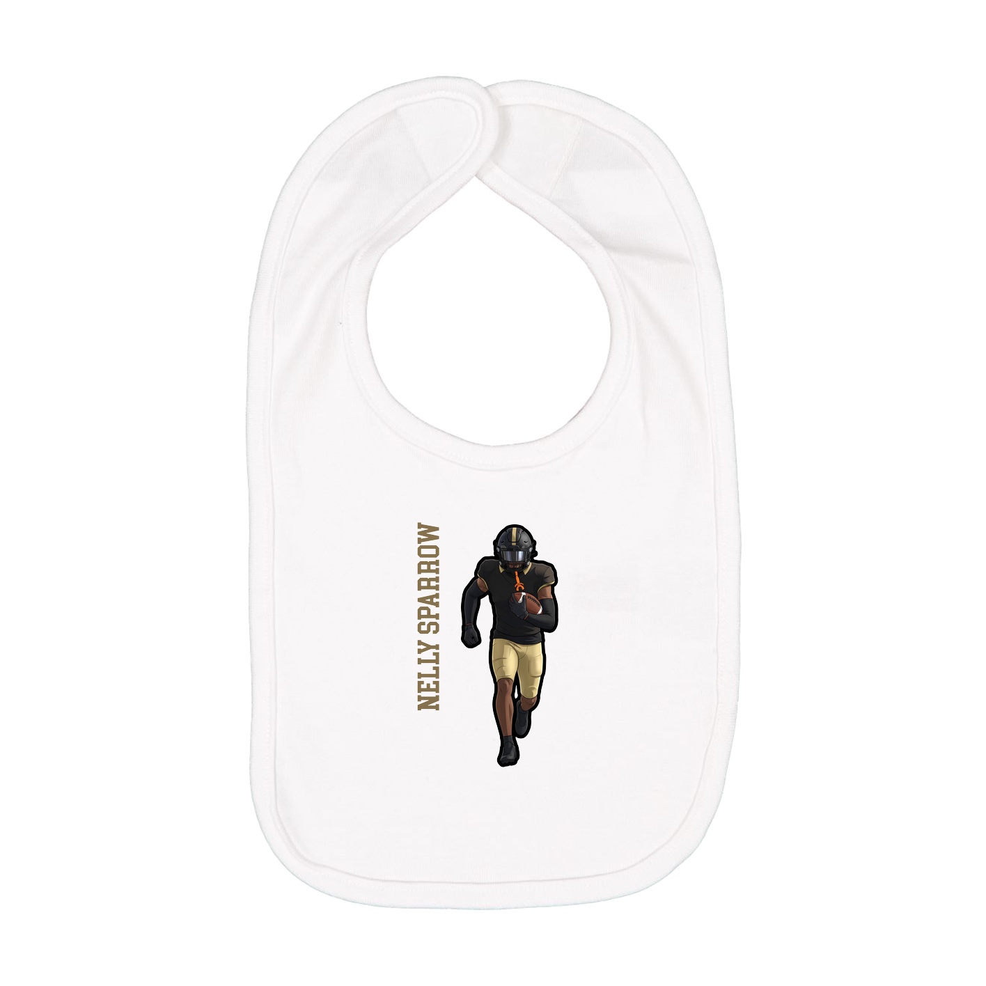 Infant Bib — Name Vertical in White