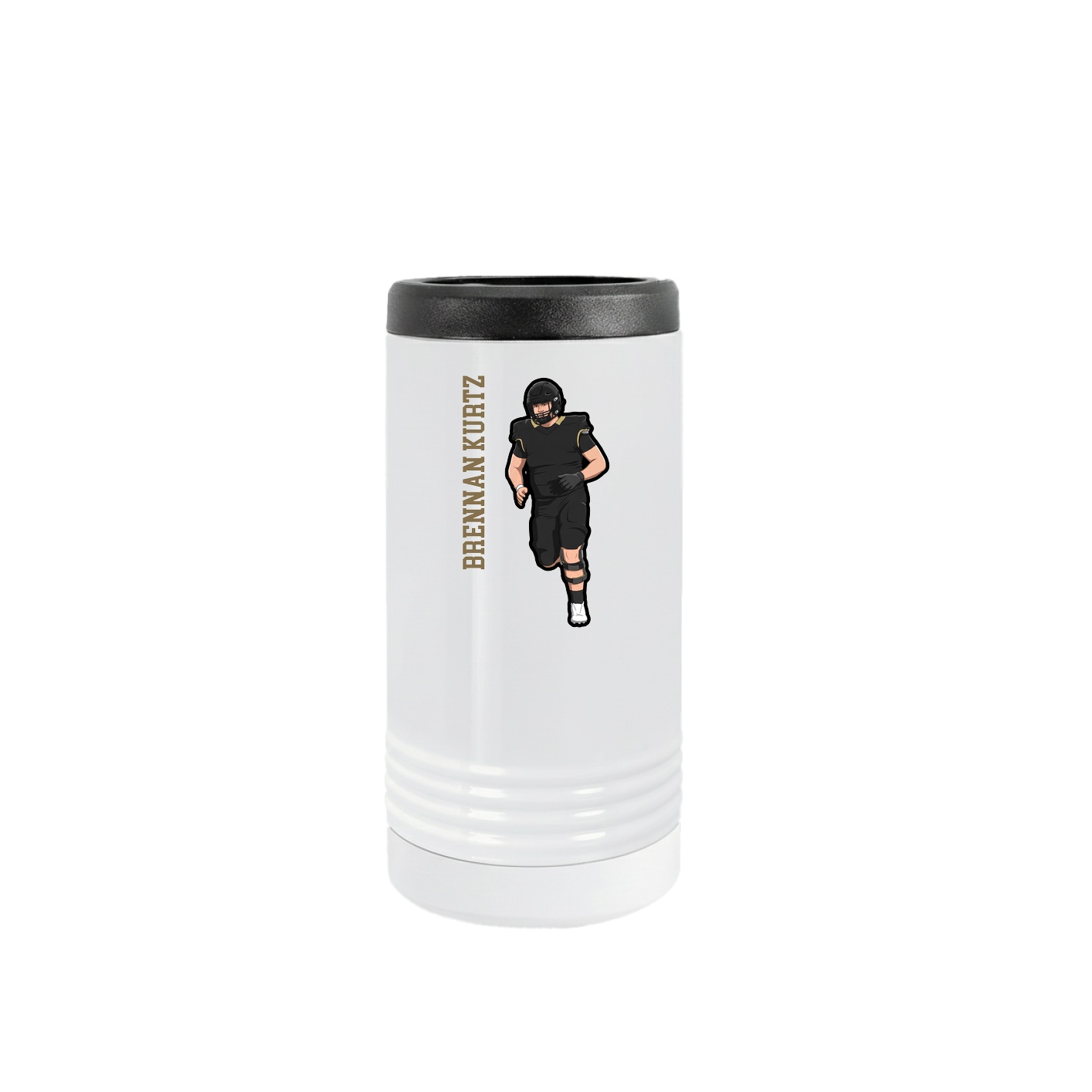 Slim Beverage Holder — Name Vertical in White