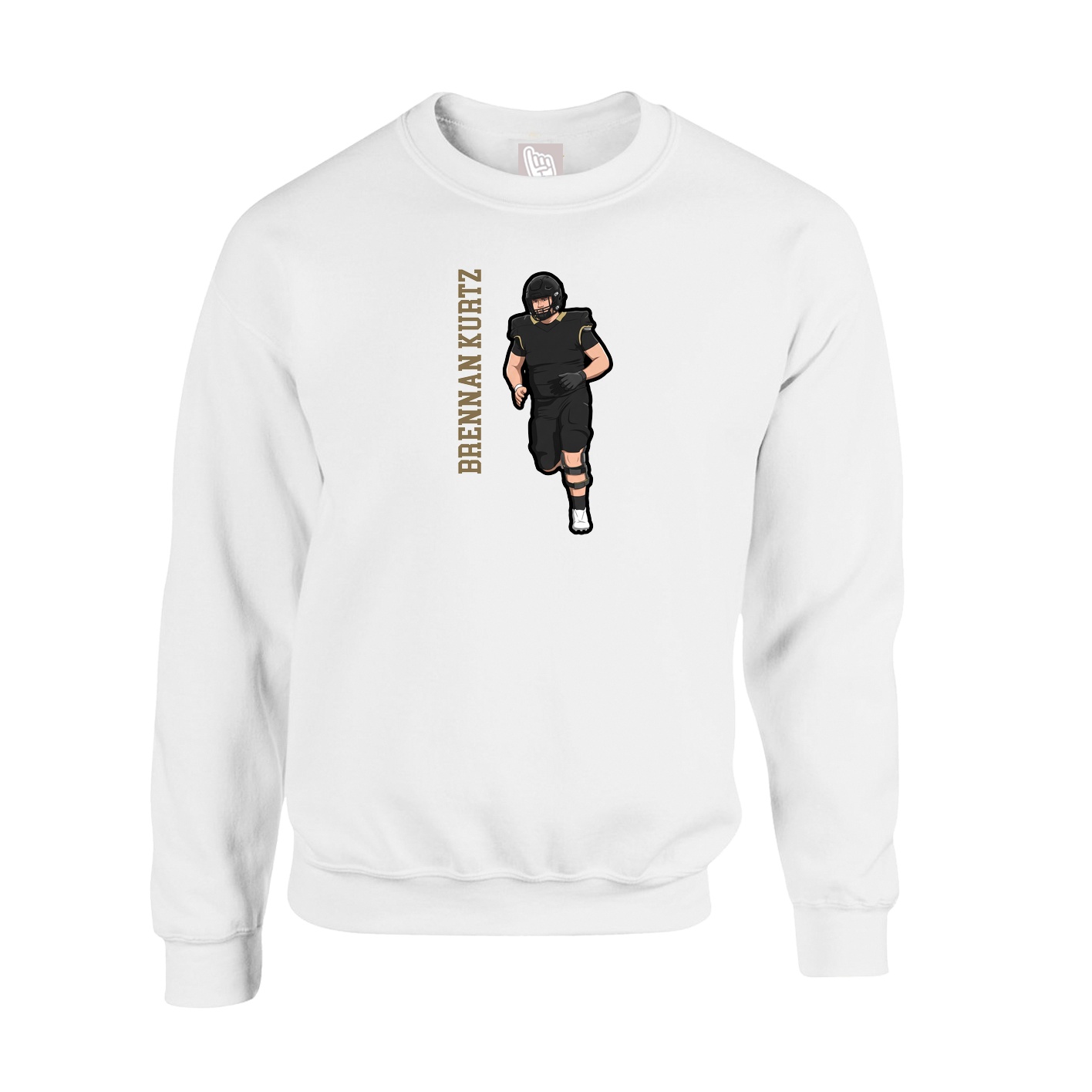 Fleece Crew — Name Vertical in White