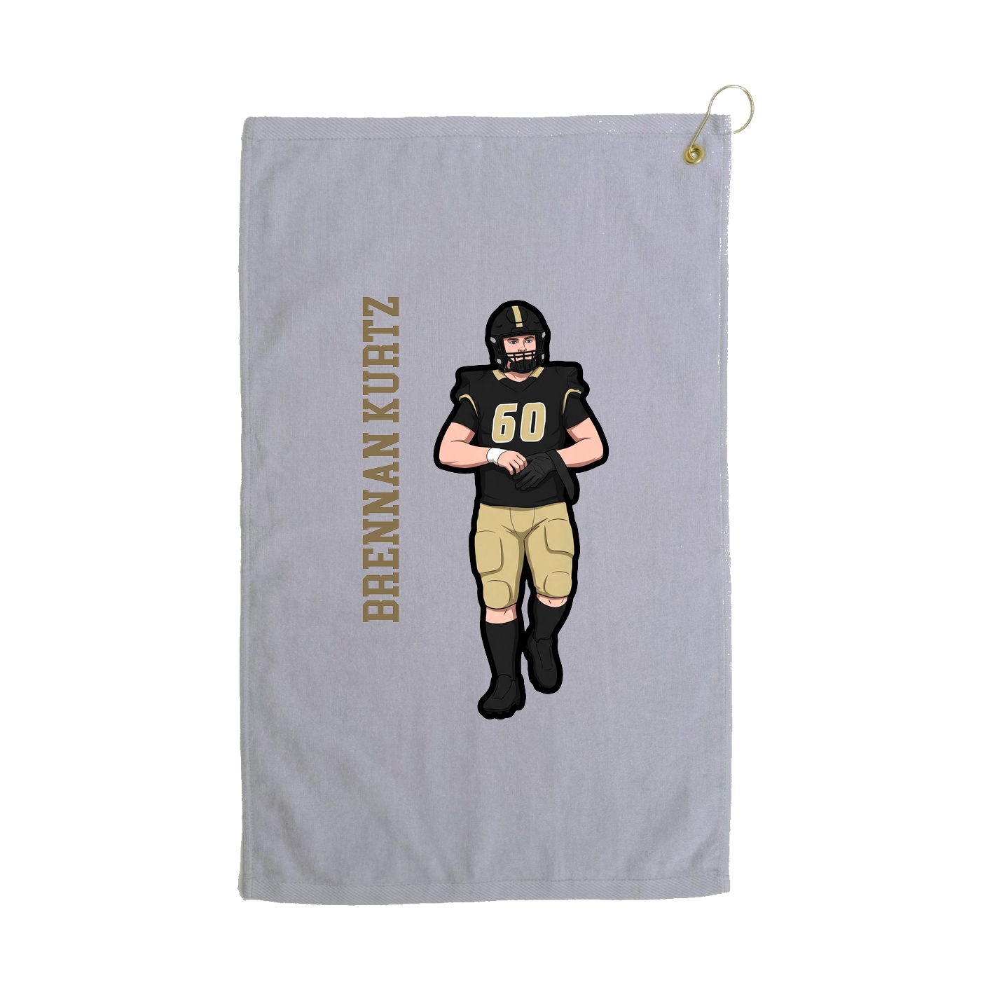 Golf Towel — Name Vertical in Grey