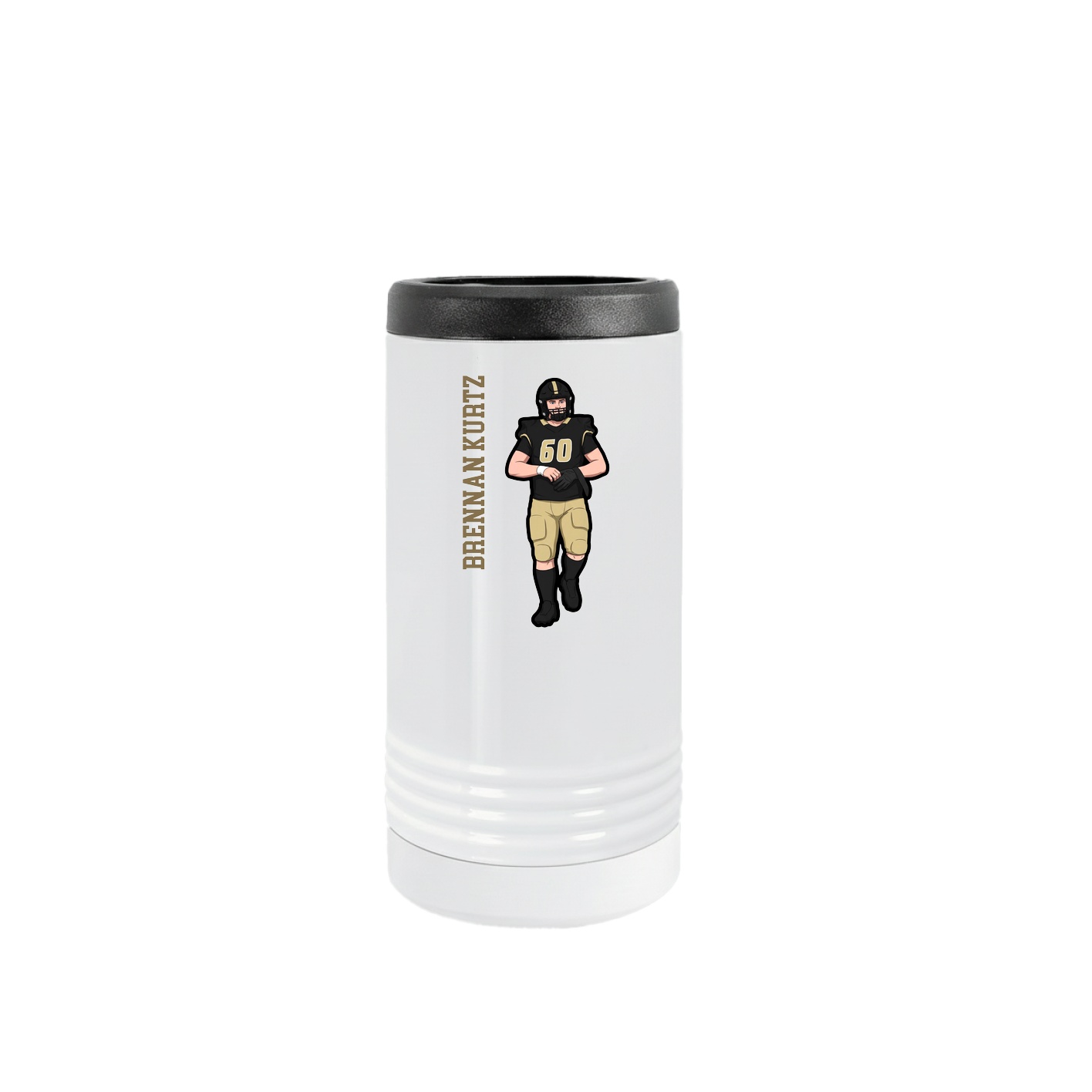 Slim Beverage Holder — Name Vertical in White