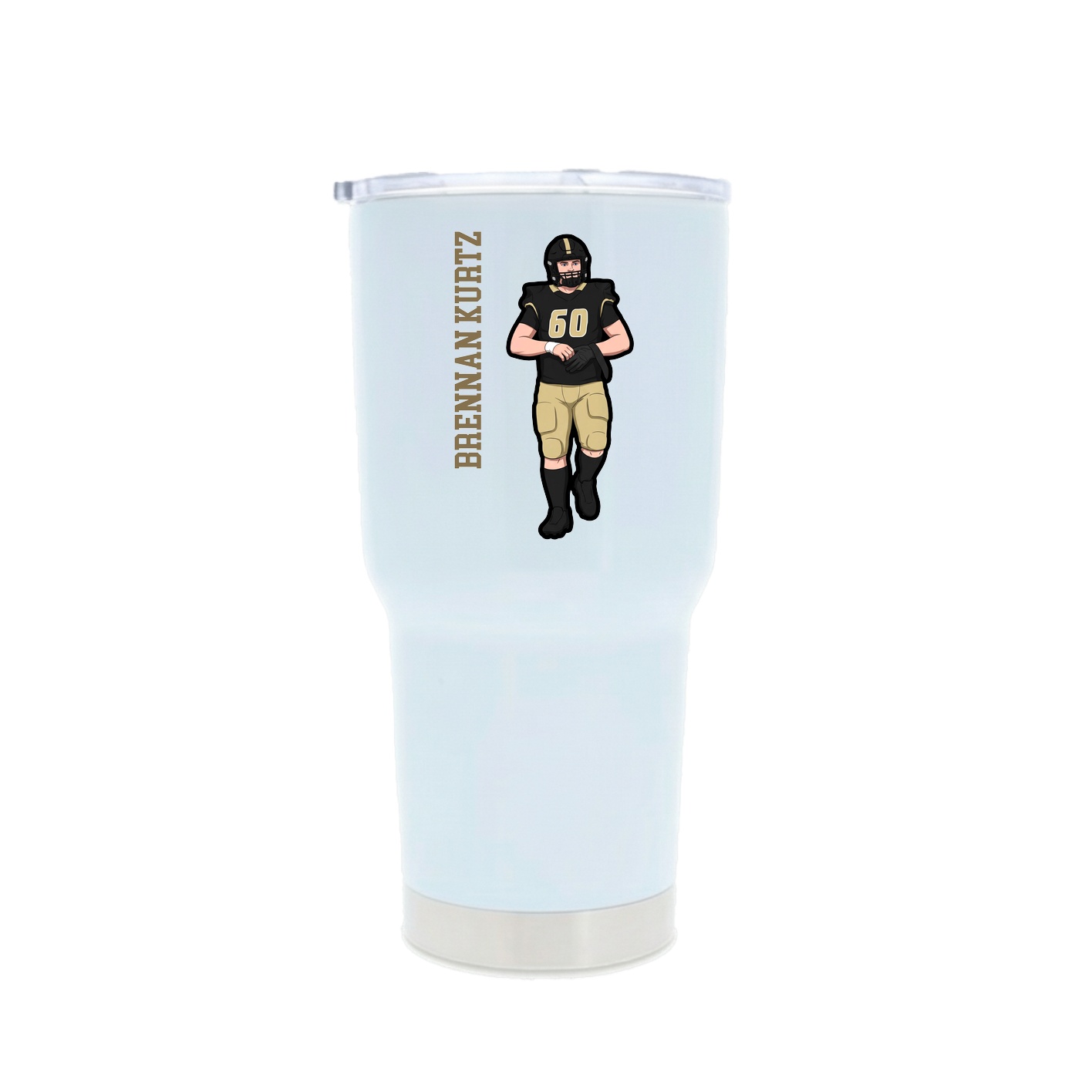 30oz Stainless Steel Tumbler — Name Vertical in White