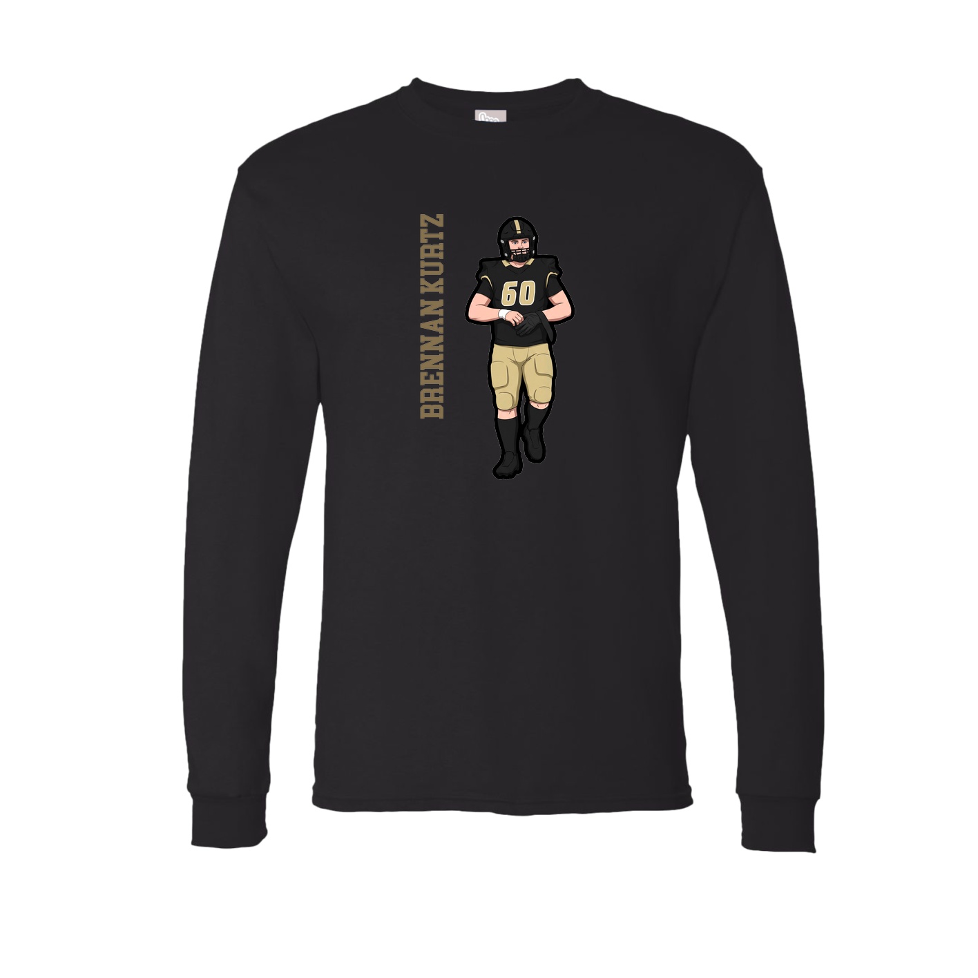 Long Sleeve Tee — Name Vertical in Black