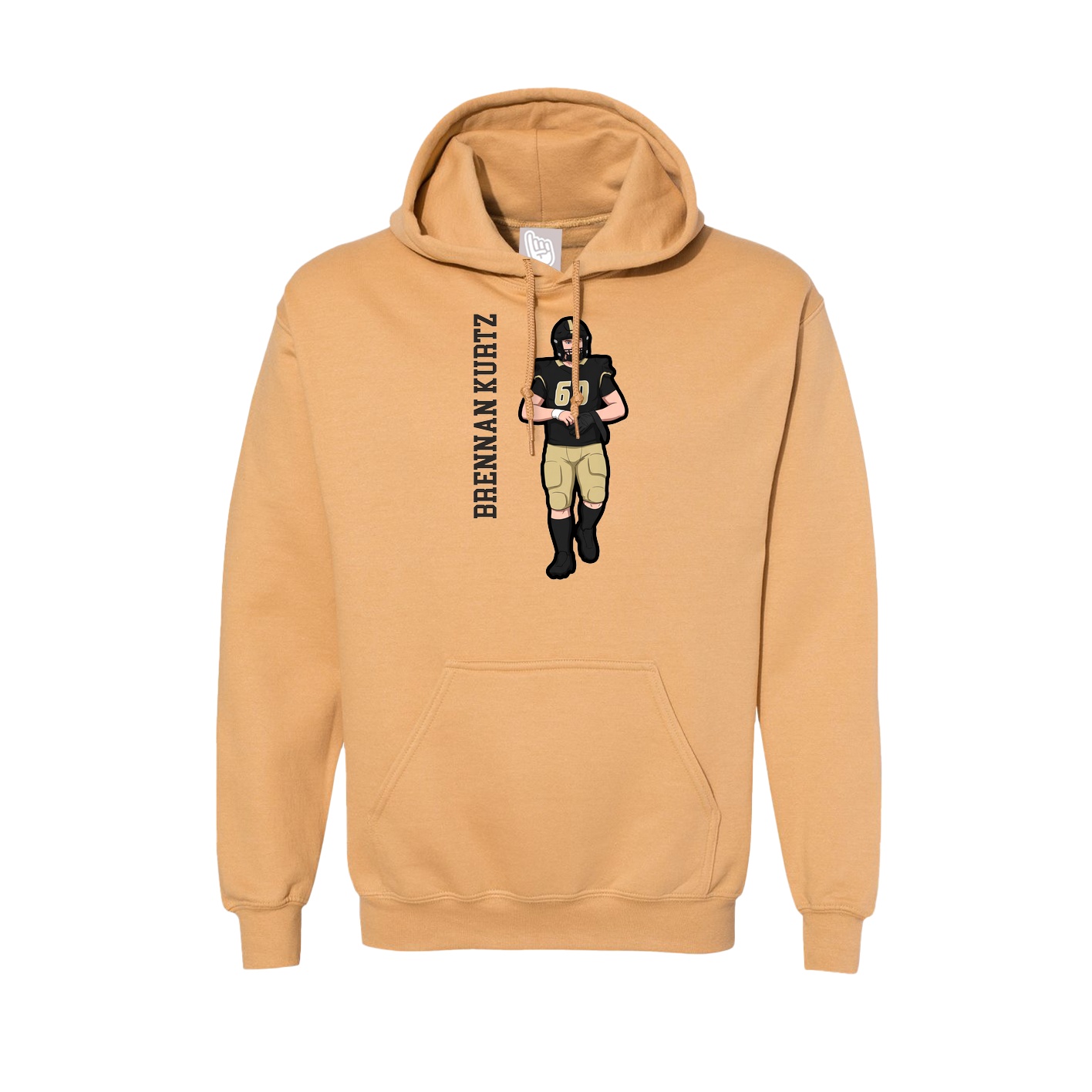 Hoodie — Name Vertical in Vegas Gold