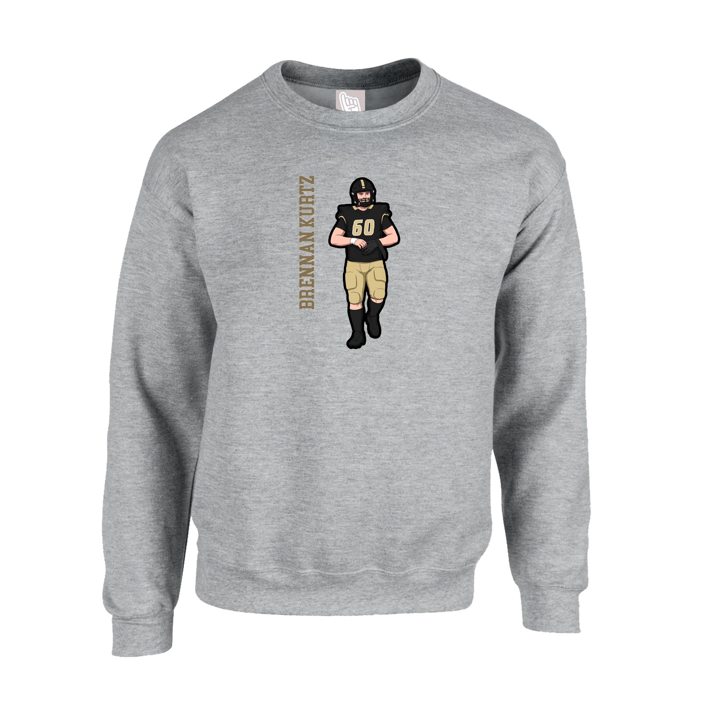 Fleece Crew — Name Vertical in Grey