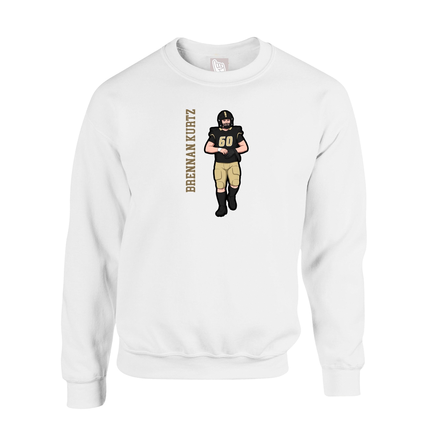 Fleece Crew — Name Vertical in White